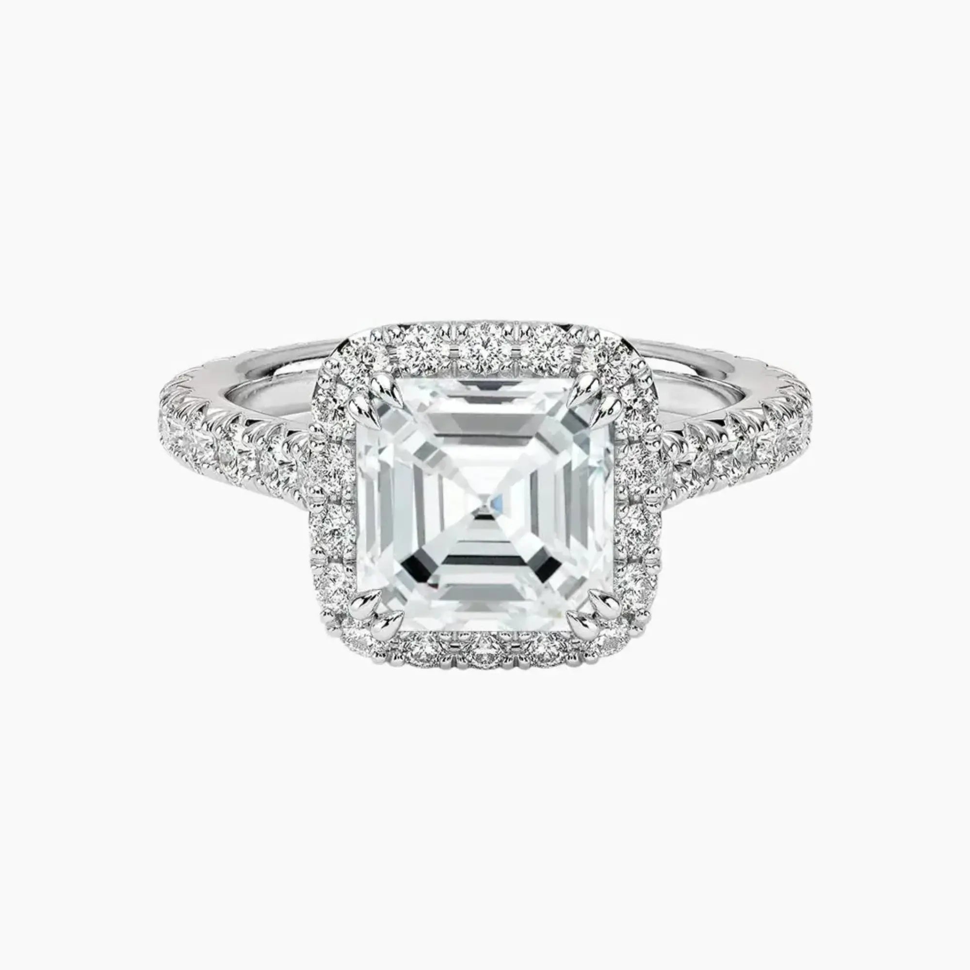 Ophelia Asscher Hidden Halo 1 Carat Lab Grown Diamond Engagement Ring in 18K Rose Gold