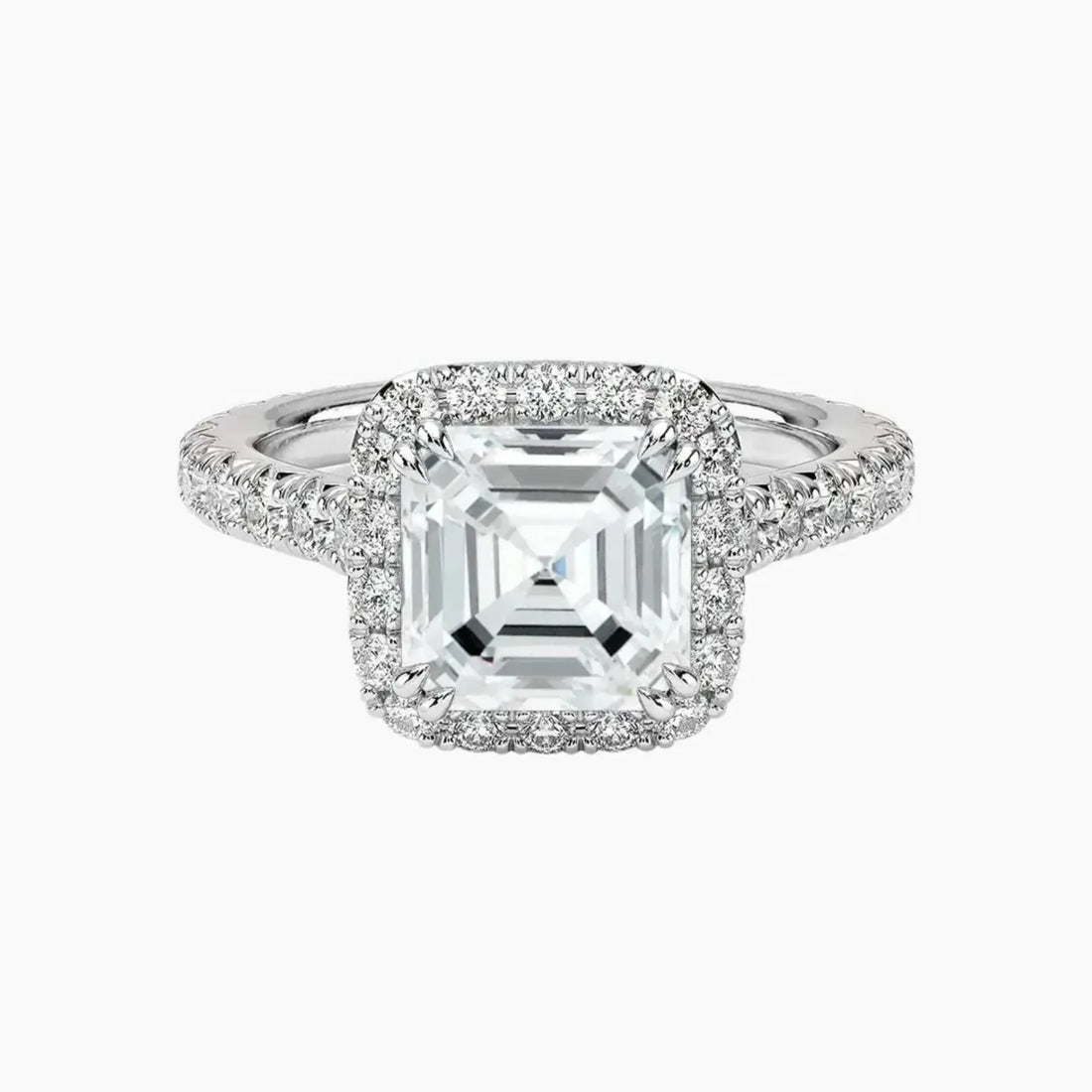 Ophelia Asscher Hidden Halo 2 Carat Lab Grown Diamond Engagement Ring in 14K Rose Gold