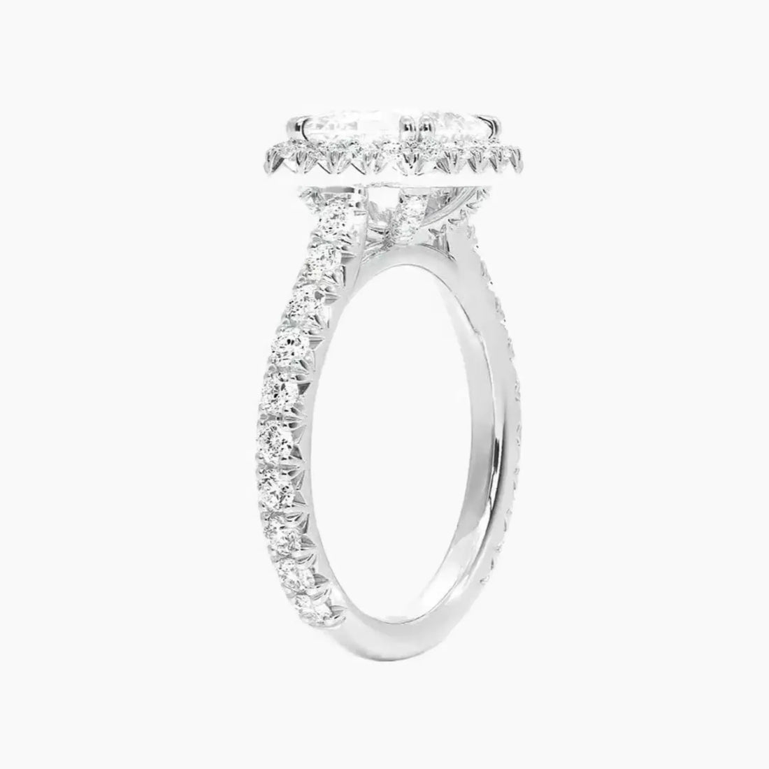 Ophelia Asscher Hidden Halo 2.5 Carat Lab Grown Diamond Engagement Ring in 18K White Gold