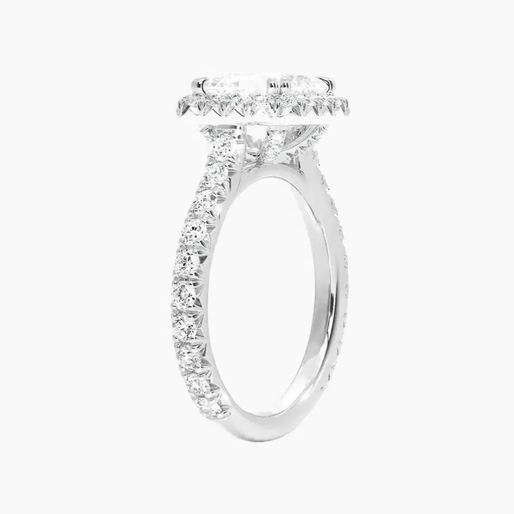 Ophelia Asscher Hidden Halo 1 Carat Lab Grown Diamond Engagement Ring in 18K White Gold