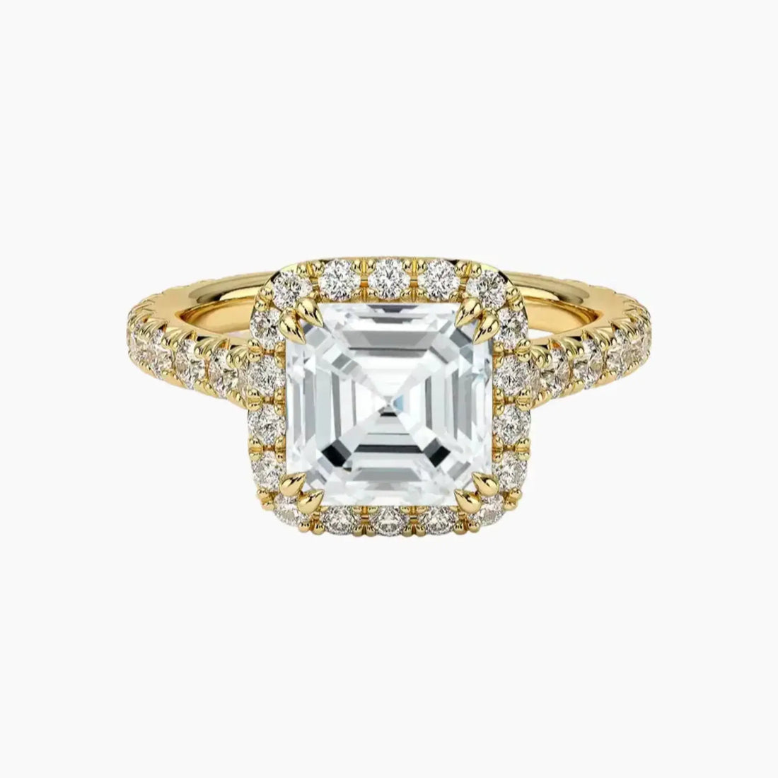 Ophelia Asscher Hidden Halo 1.5 Carat Lab Grown Diamond Engagement Ring in 18K Rose Gold