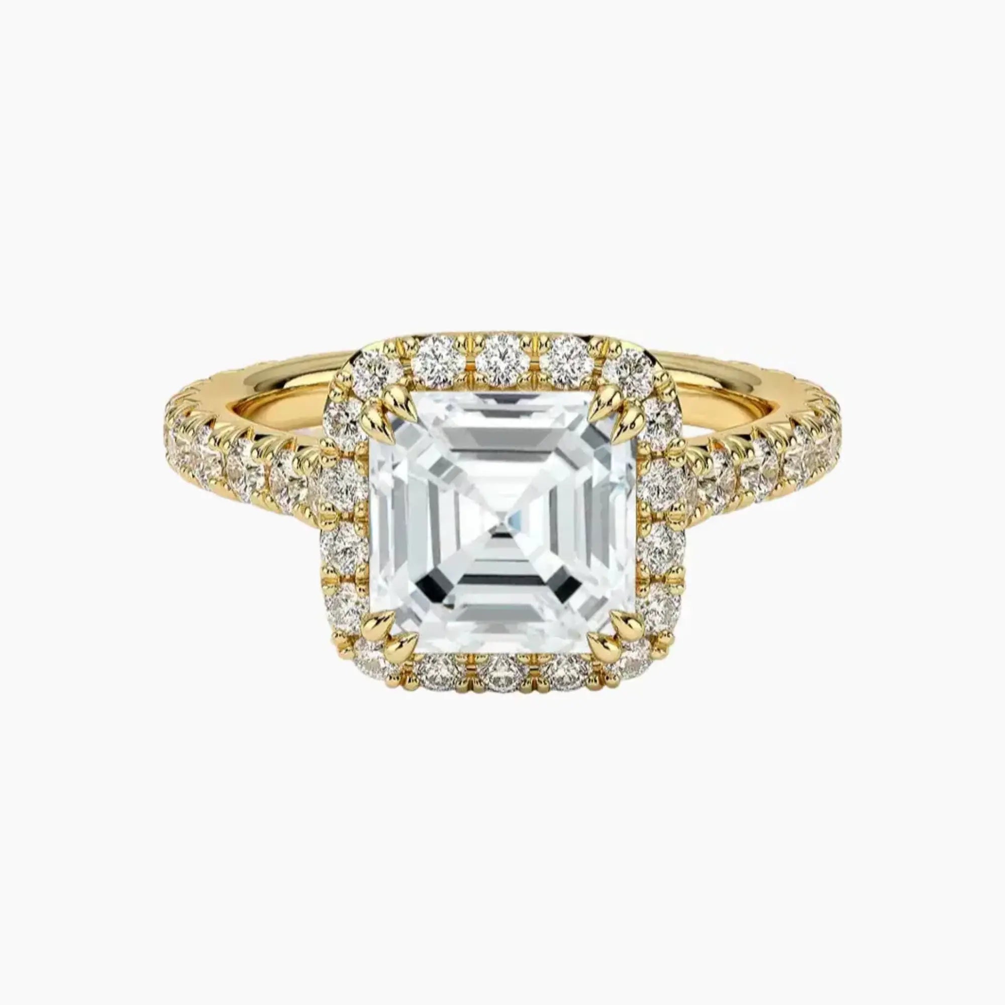 Ophelia Asscher Hidden Halo Diamond Ring Setting in 18K Rose Gold