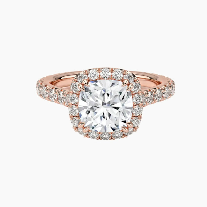 Ophelia Cushion Hidden Halo 1 Carat Lab Grown Diamond Engagement Ring in 18K Rose Gold