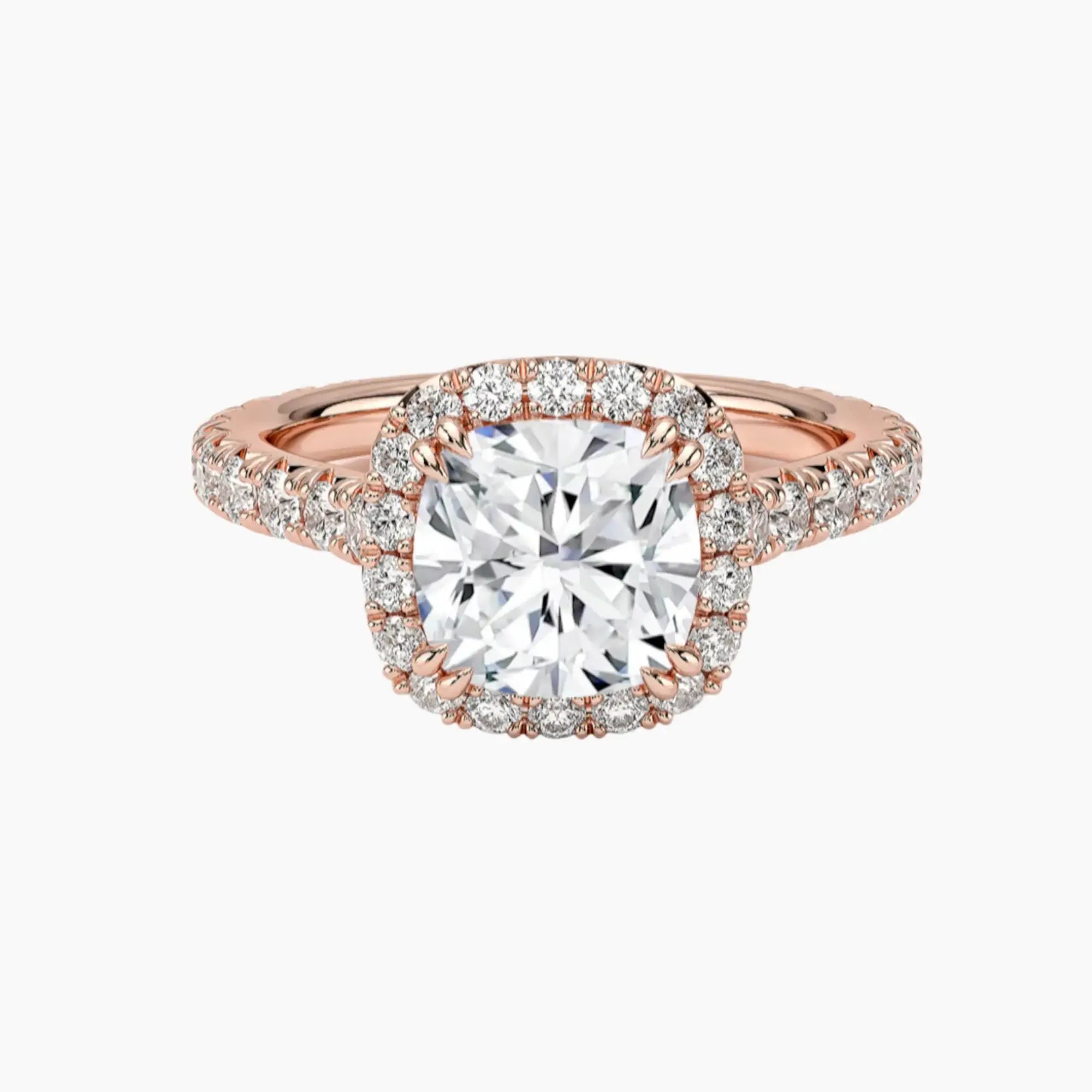 Ophelia Cushion Hidden Halo 2.5 Carat Lab Grown Diamond Engagement Ring in 14K Rose Gold