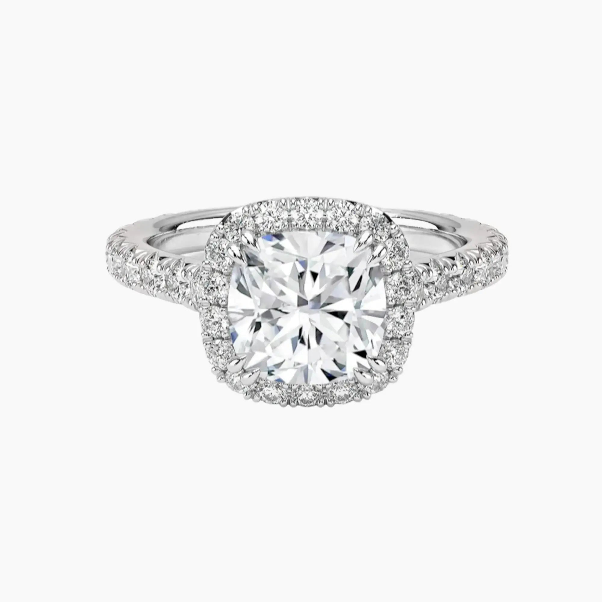 Ophelia Cushion Hidden Halo 1 Carat Lab Grown Diamond Engagement Ring in 18K Yellow Gold