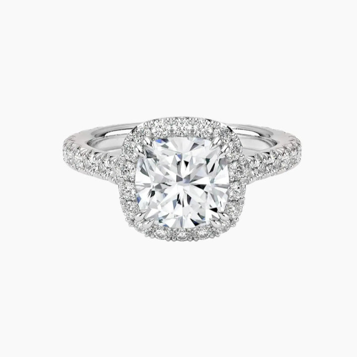 Ophelia Cushion Hidden Halo 2.5 Carat Lab Grown Diamond Engagement Ring in 14K White Gold