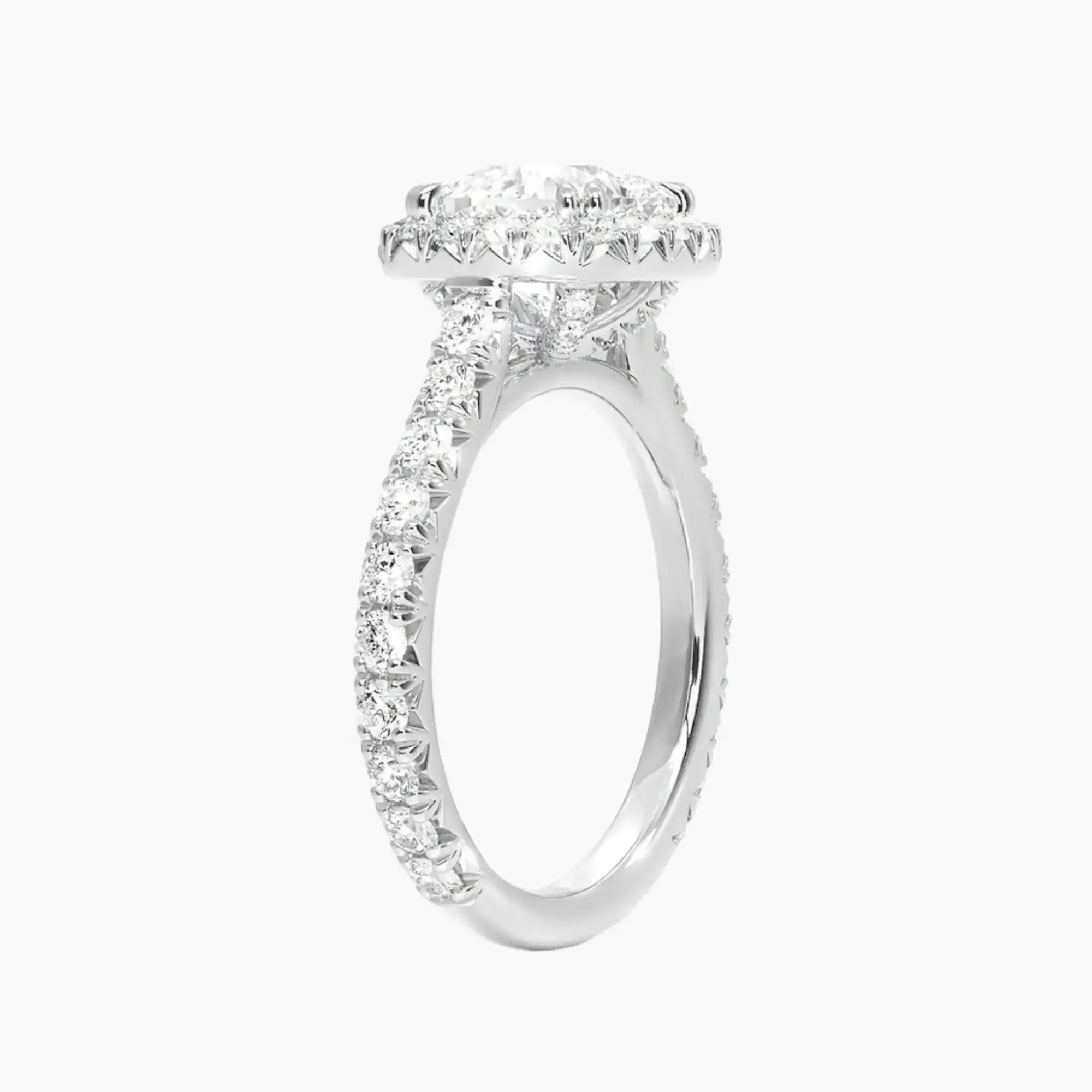 Ophelia Cushion Hidden Halo 2 Carat Lab Grown Diamond Engagement Ring in 14K Yellow Gold