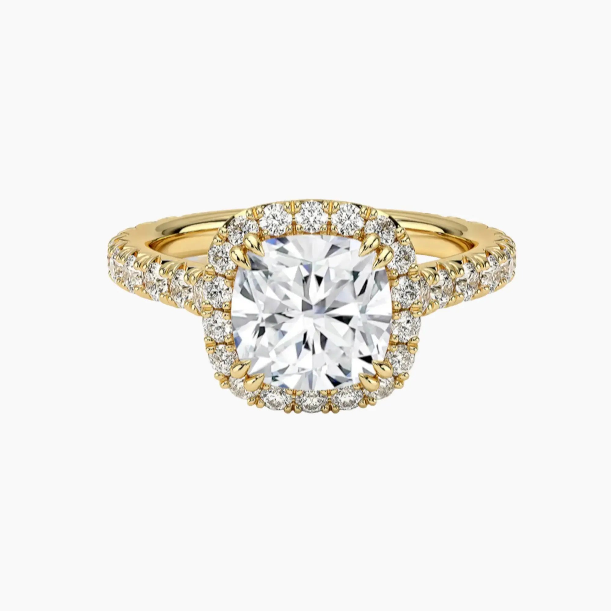 Ophelia Cushion Hidden Halo 1 Carat Lab Grown Diamond Engagement Ring in 18K Yellow Gold