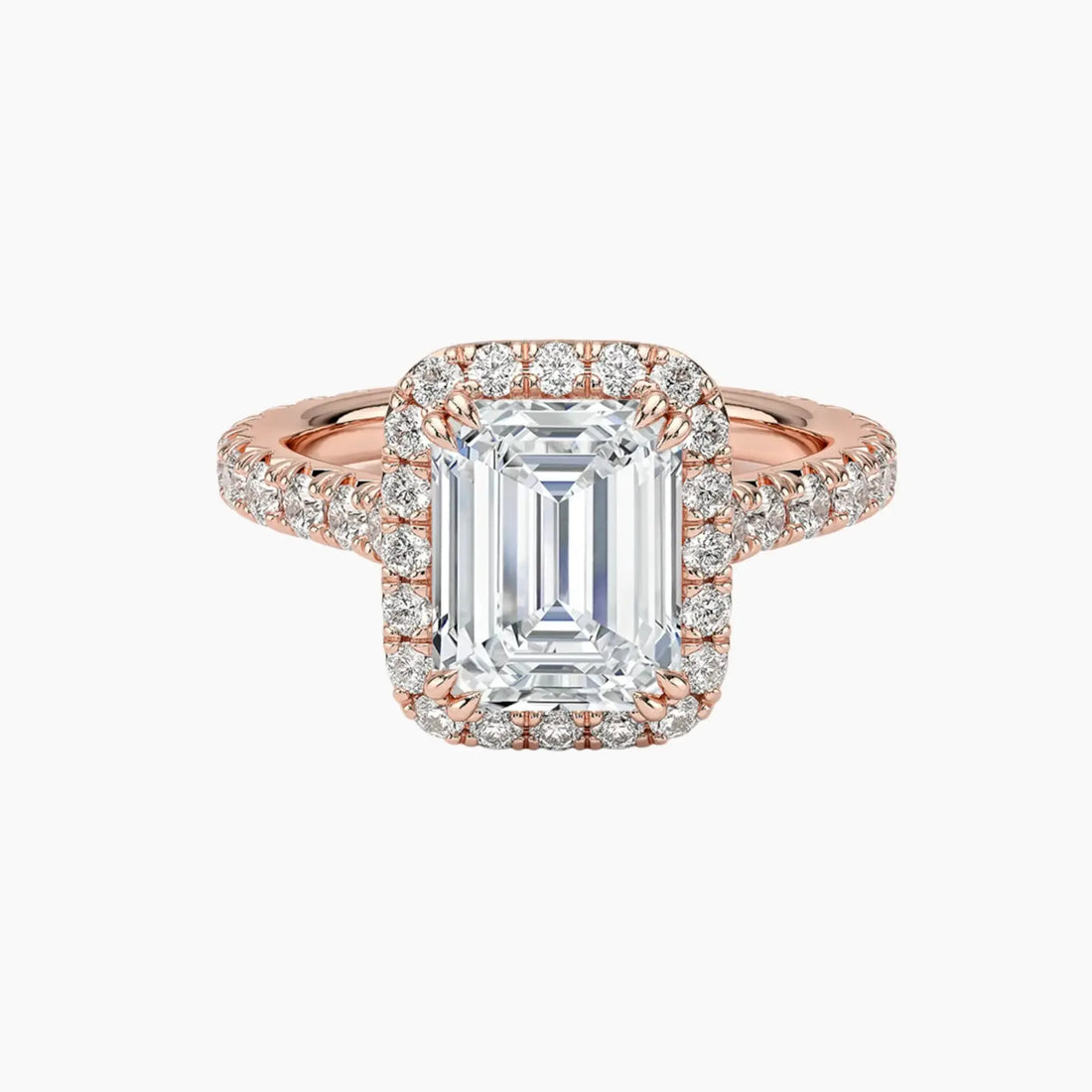 Ophelia Emerald Hidden Halo 3 Carat Lab Grown Diamond Engagement Ring in 18K White Gold