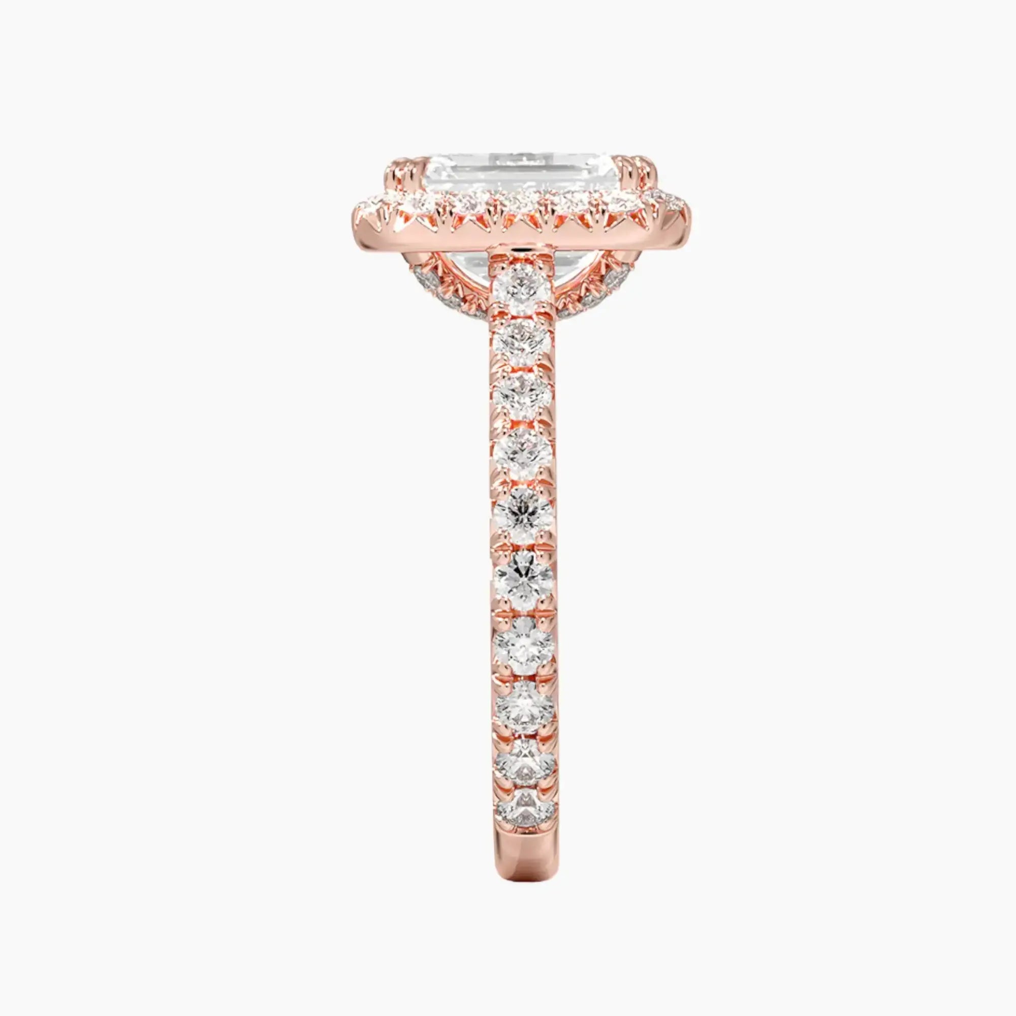 Ophelia Emerald Hidden Halo Diamond Ring Setting in 18K Yellow Gold