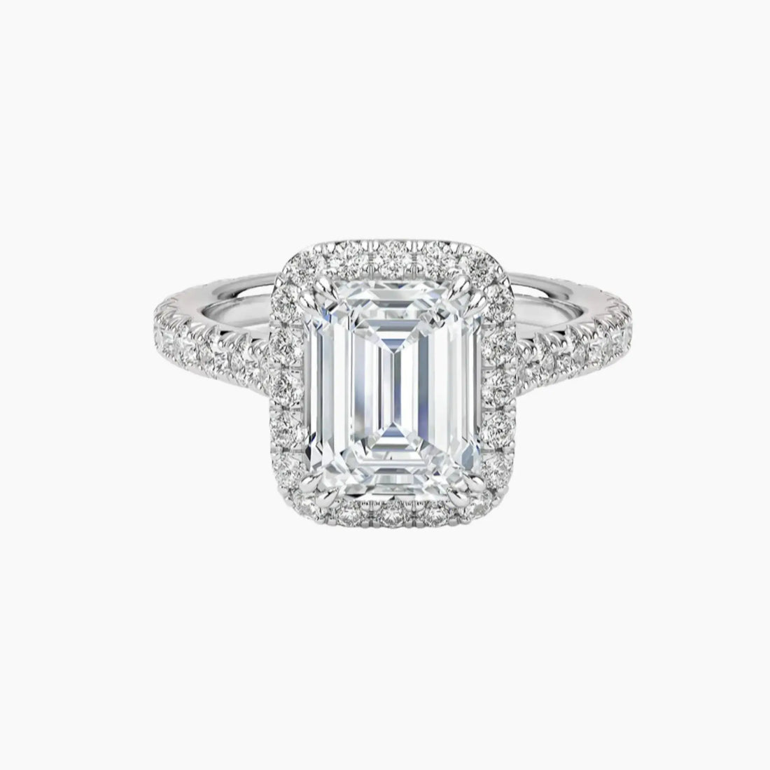 Ophelia Emerald Hidden Halo 3 Carat Lab Grown Diamond Engagement Ring in 18K White Gold