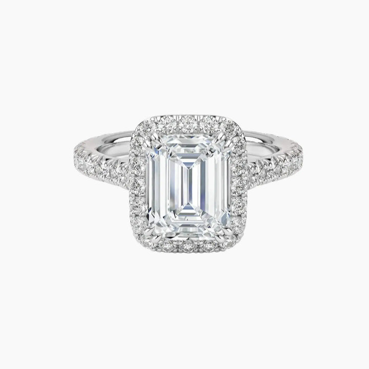 Ophelia Emerald Hidden Halo 2 Carat Lab Grown Diamond Engagement Ring in 14K White Gold