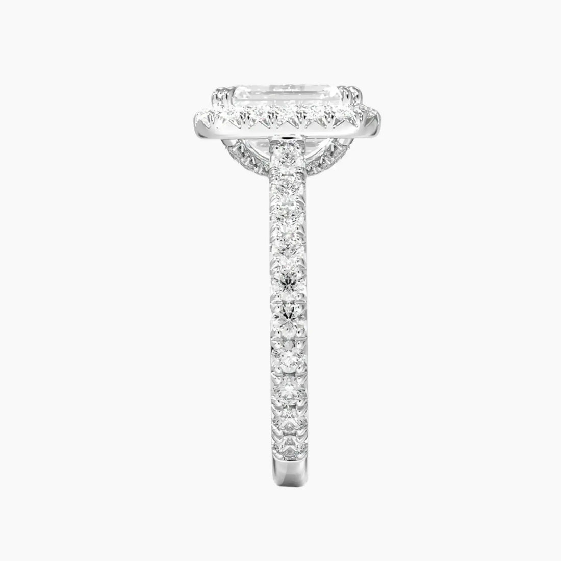 Ophelia Emerald Hidden Halo Diamond Ring Setting in 18K Yellow Gold