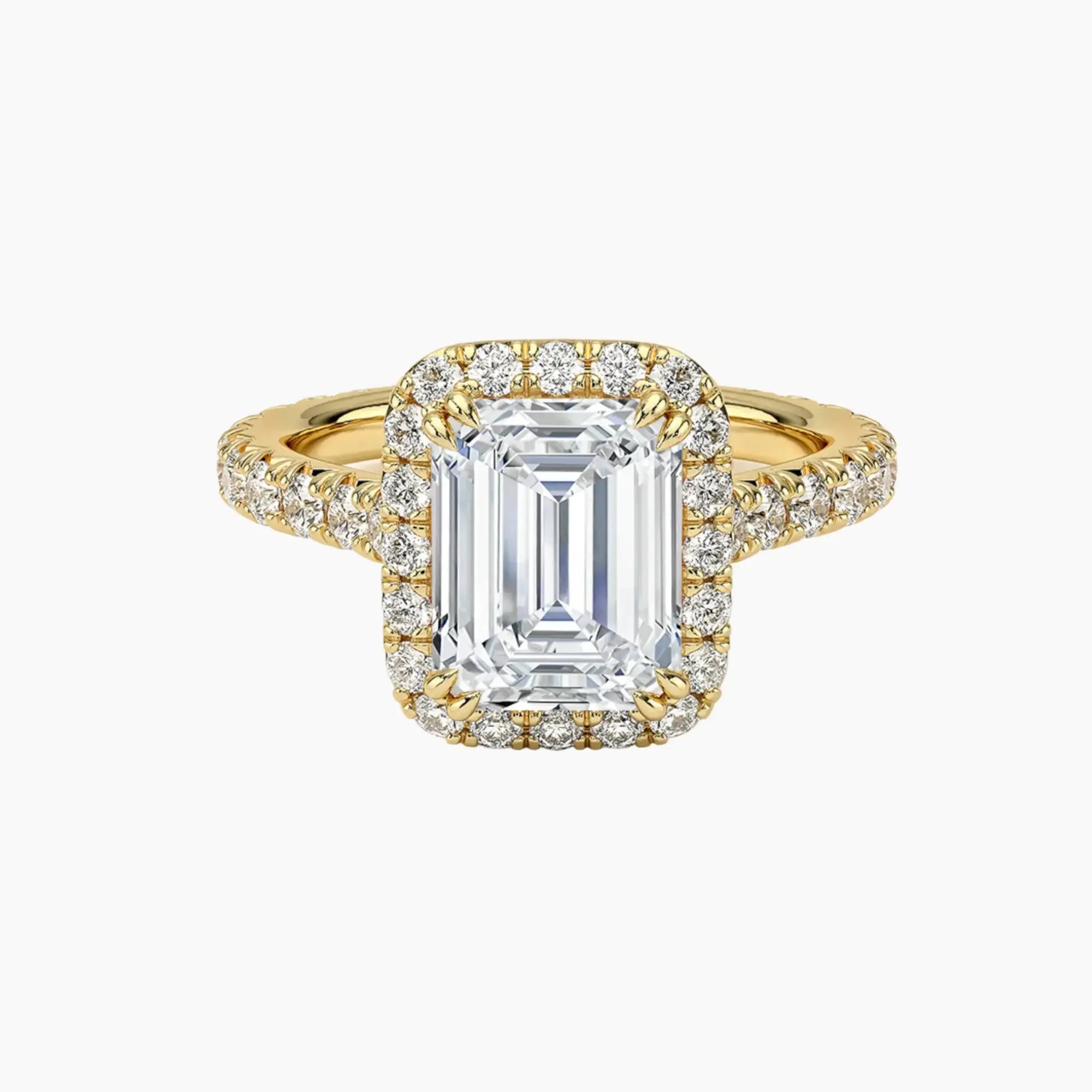 Ophelia Emerald Hidden Halo Diamond Ring Setting in 18K Yellow Gold