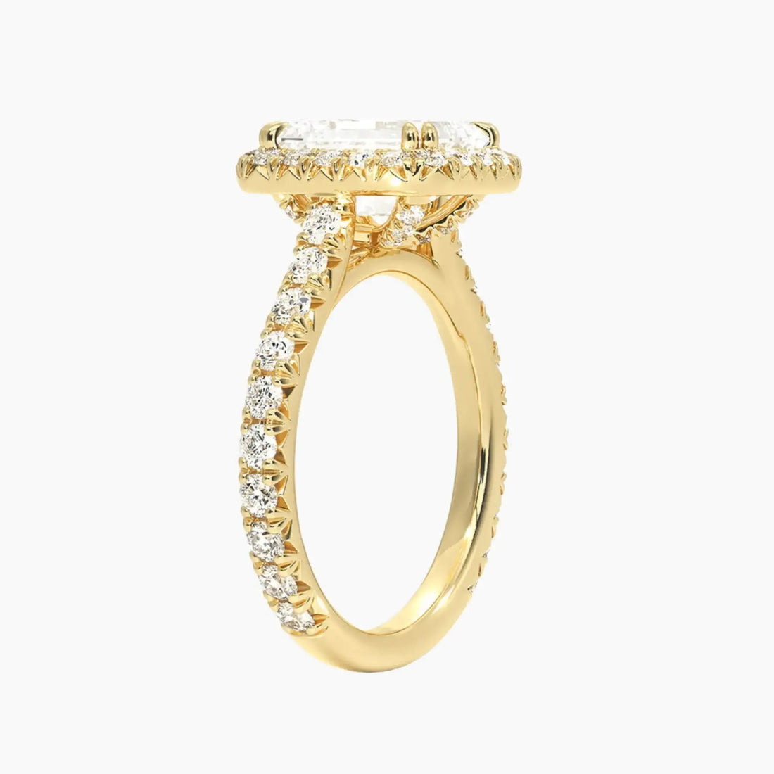 Ophelia Emerald Hidden Halo 3 Carat Lab Grown Diamond Engagement Ring in 14K Rose Gold