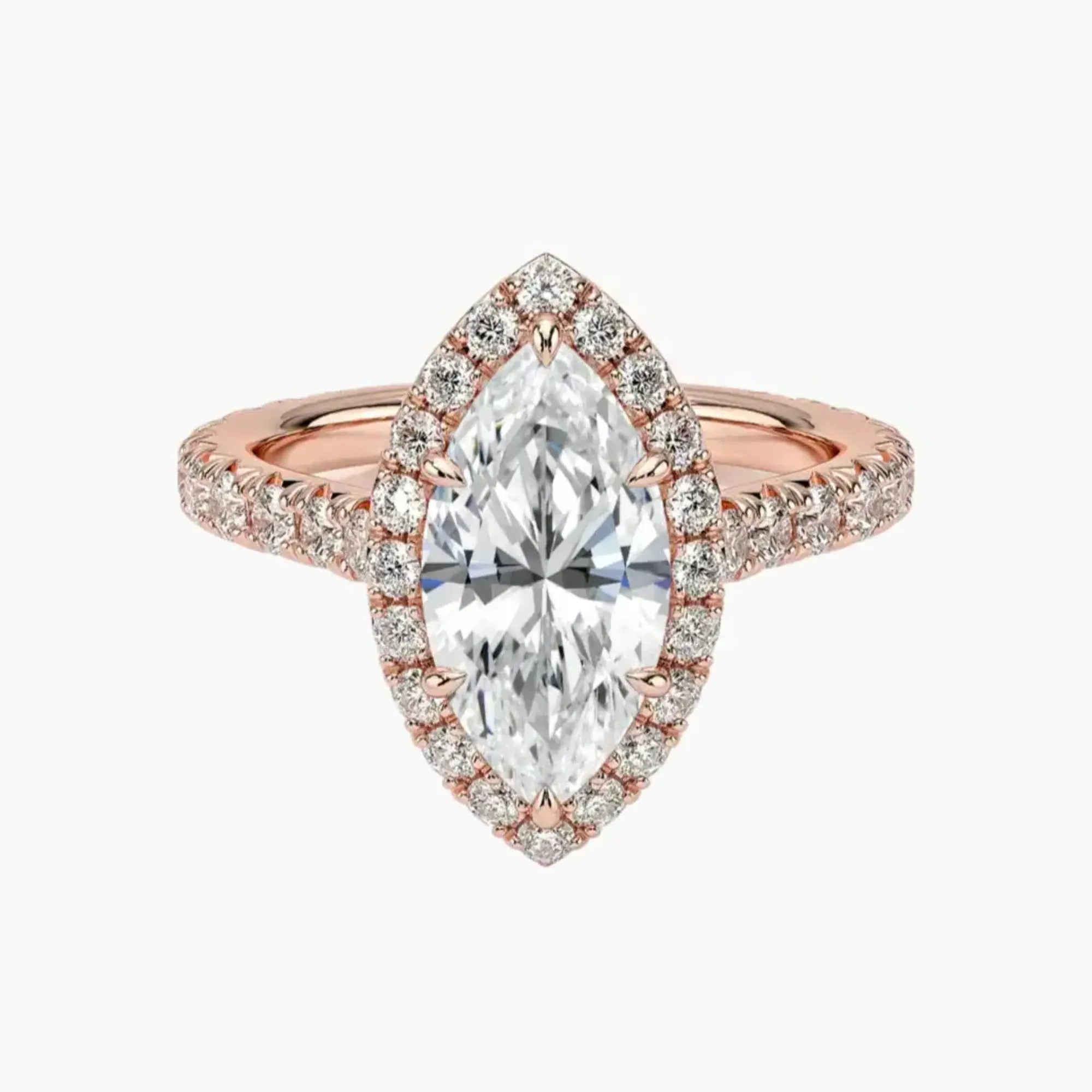 Ophelia Marquise Hidden Halo 2 Carat Lab Grown Diamond Engagement Ring in 14K White Gold