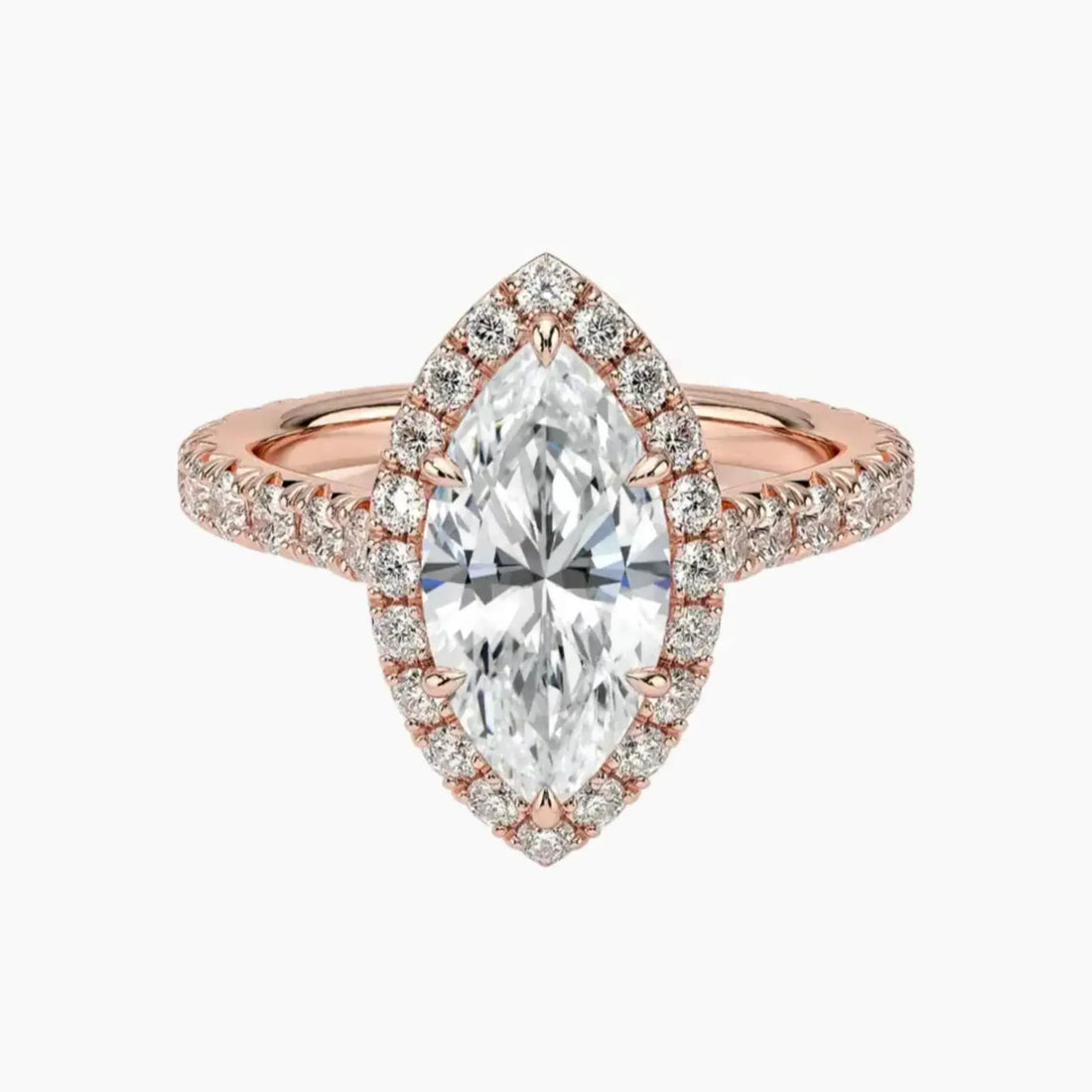Ophelia Marquise Hidden Halo 3 Carat Lab Grown Diamond Engagement Ring in 14K White Gold
