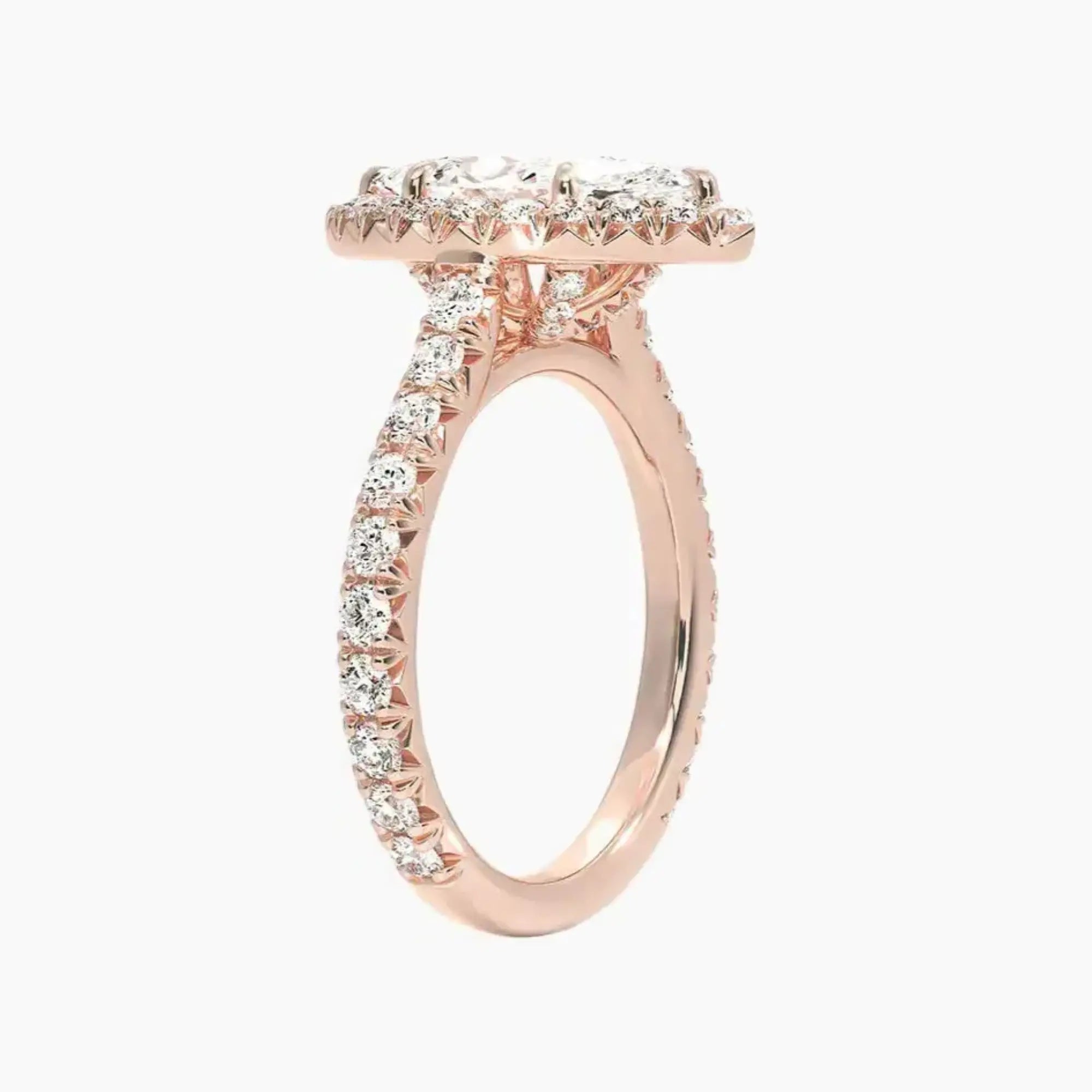 Ophelia Marquise Hidden Halo 3 Carat Lab Grown Diamond Engagement Ring in 18K White Gold
