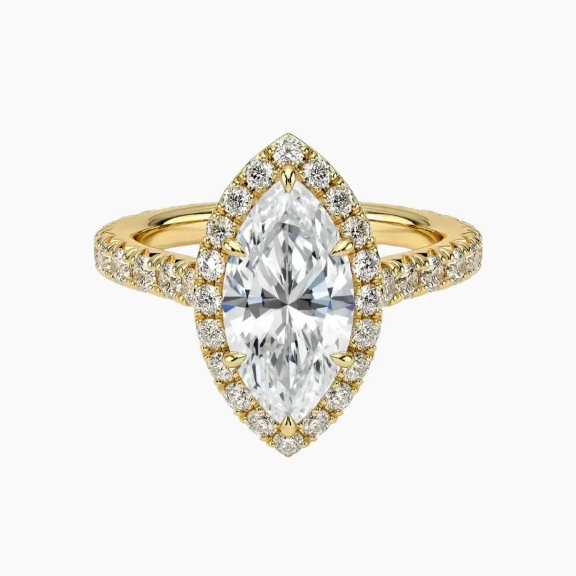 Ophelia Marquise Hidden Halo Diamond Ring Setting in 18K Yellow Gold