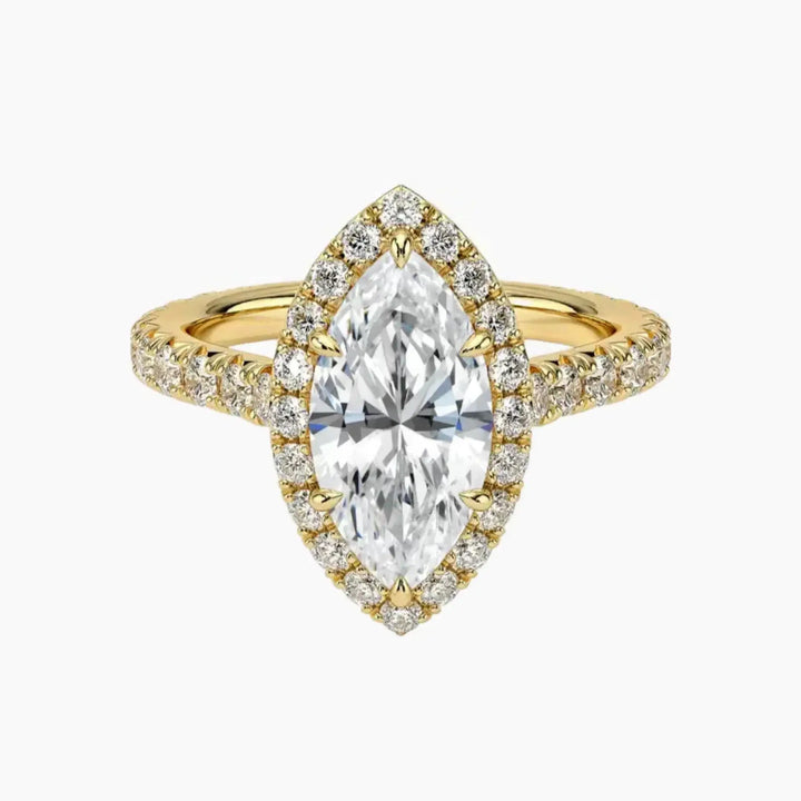 Ophelia Marquise Hidden Halo 1 Carat Lab Grown Diamond Engagement Ring in 14K Yellow Gold