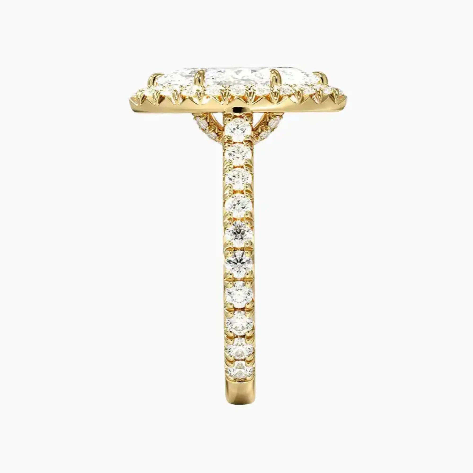 Ophelia Marquise Hidden Halo 3 Carat Lab Grown Diamond Engagement Ring in 18K Yellow Gold