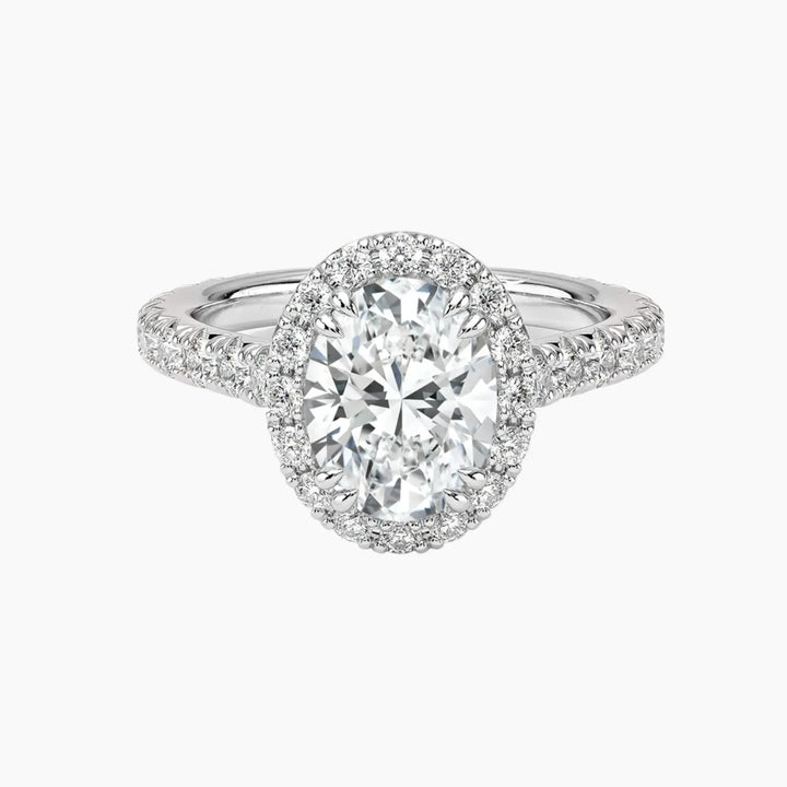 Ophelia Oval Hidden Halo 2.5 Carat Lab Grown Diamond Engagement Ring in 14K White Gold