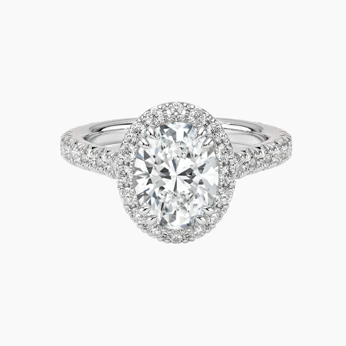Ophelia Oval Hidden Halo 3 Carat Lab Grown Diamond Engagement Ring in 14K White Gold