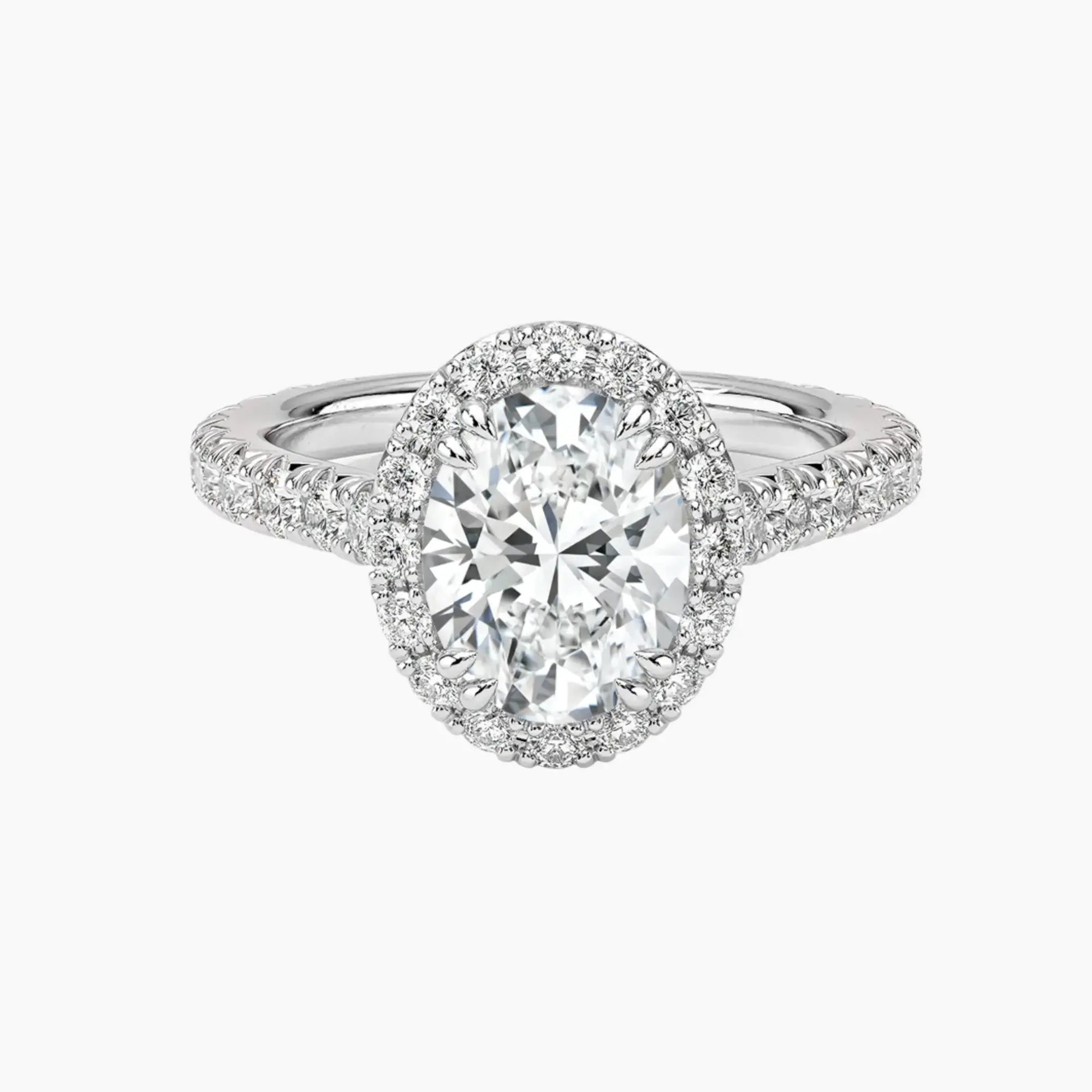 Ophelia Oval Hidden Halo 3 Carat Lab Grown Diamond Engagement Ring in 14K Rose Gold