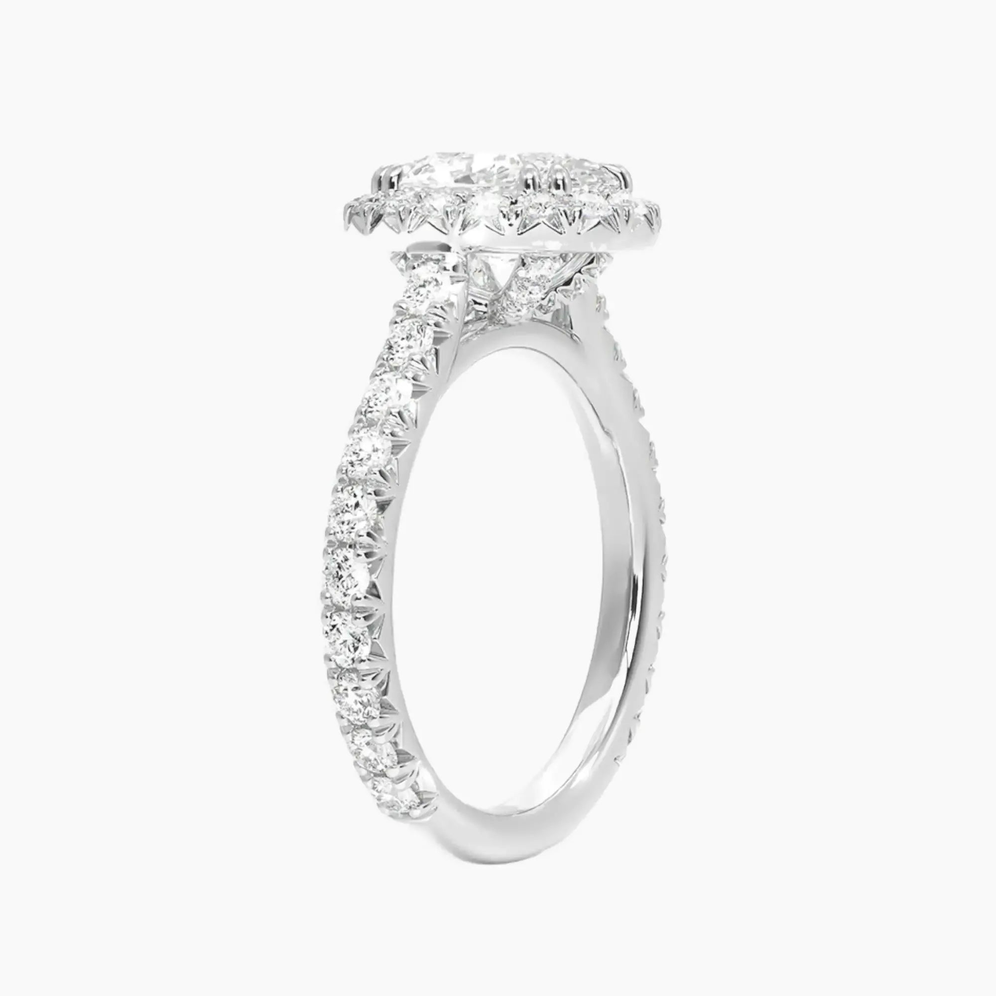 Ophelia Oval Hidden Halo 3 Carat Lab Grown Diamond Engagement Ring in 14K White Gold