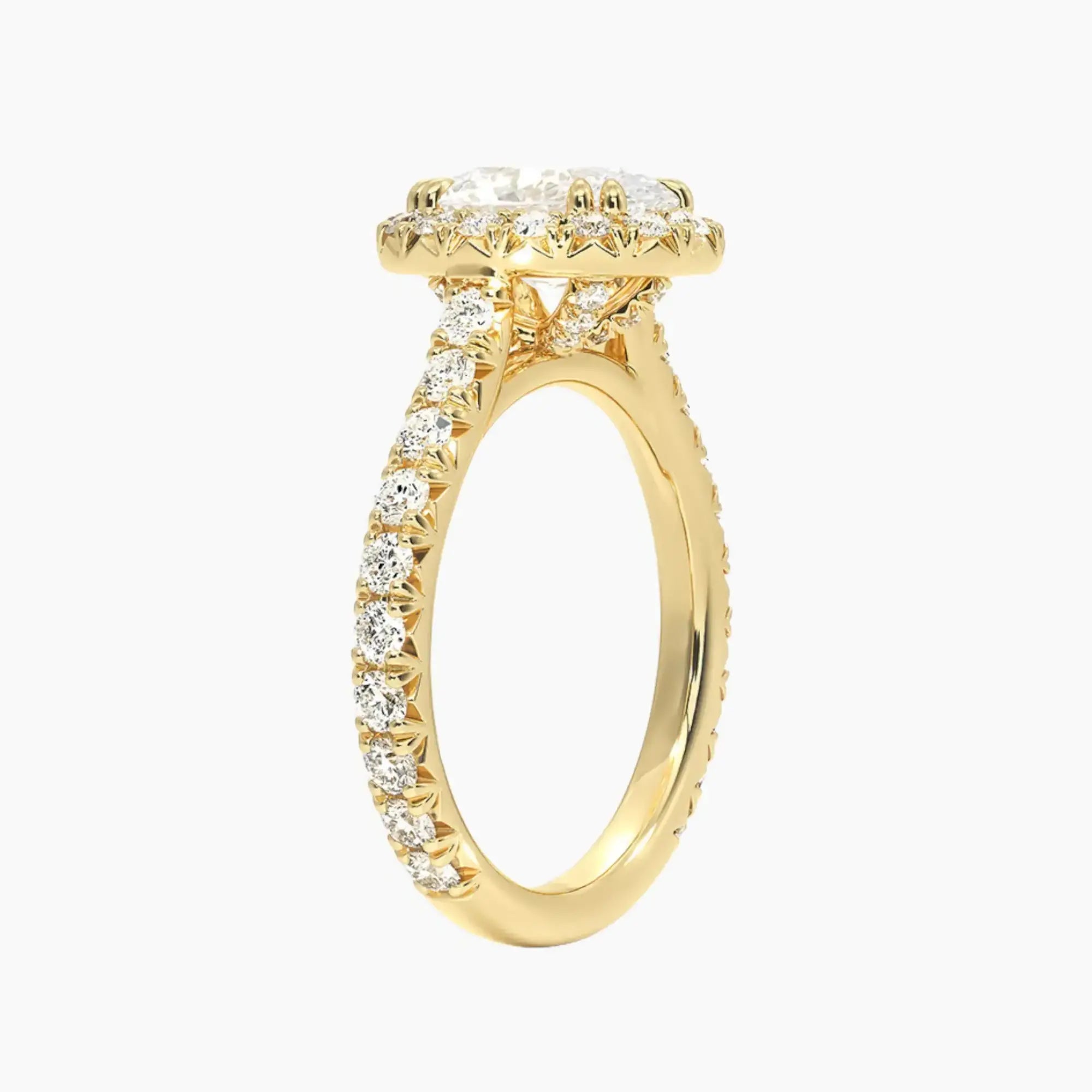 Ophelia Oval Hidden Halo 2 Carat Lab Grown Diamond Engagement Ring in 18K White Gold