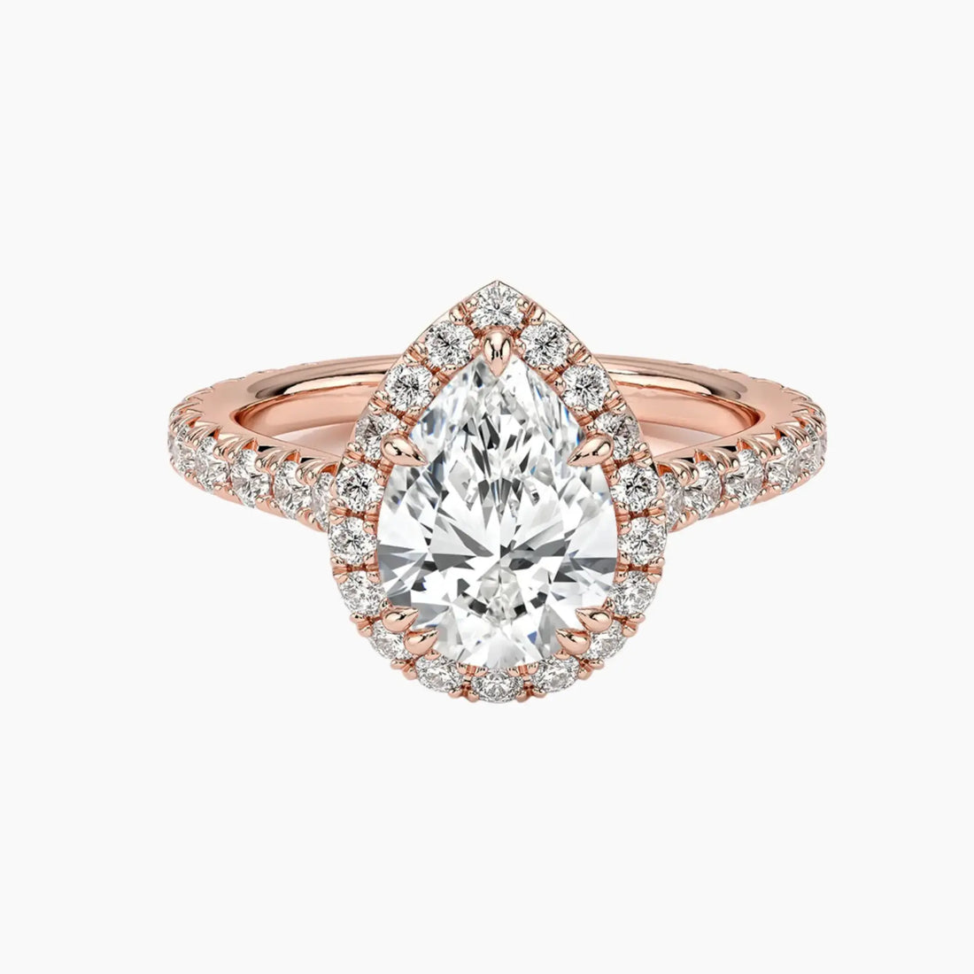 Ophelia Pear Hidden Halo 1.5 Carat Lab Grown Diamond Engagement Ring in 14K White Gold