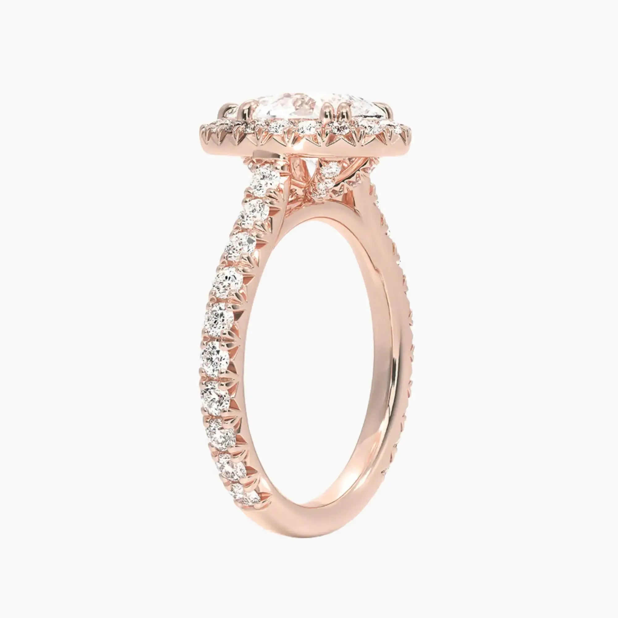 Ophelia Pear Hidden Halo Diamond Ring Setting in 14K Yellow Gold