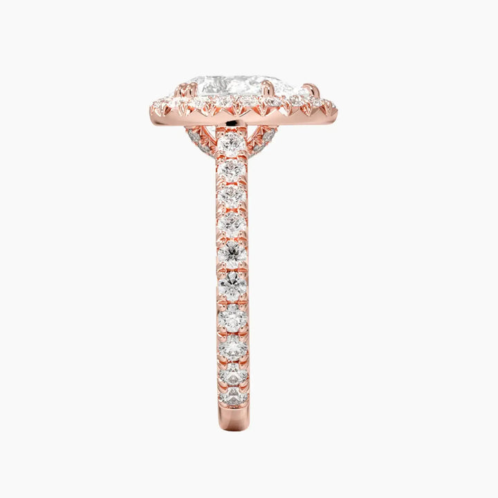 Ophelia Pear Hidden Halo 2.5 Carat Lab Grown Diamond Engagement Ring in 18K Yellow Gold