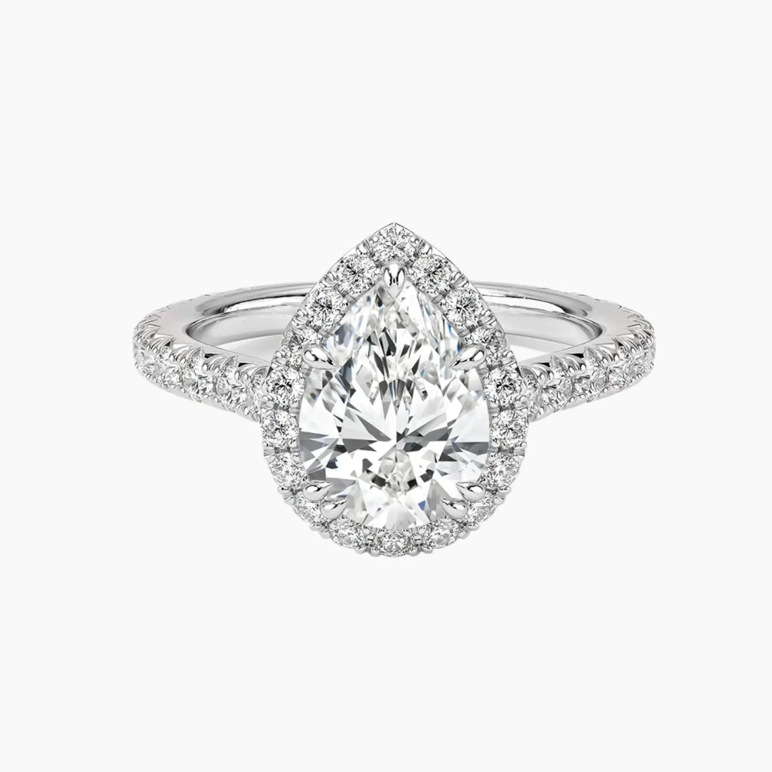 Ophelia Pear Hidden Halo Diamond Ring Setting in 18K Rose Gold