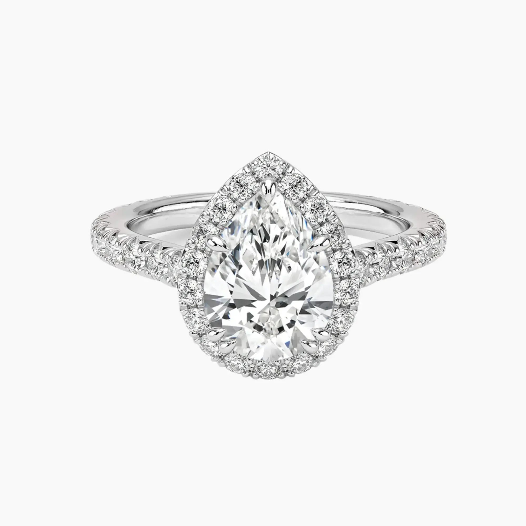 Ophelia Pear Hidden Halo 2.5 Carat Lab Grown Diamond Engagement Ring in 18K White Gold