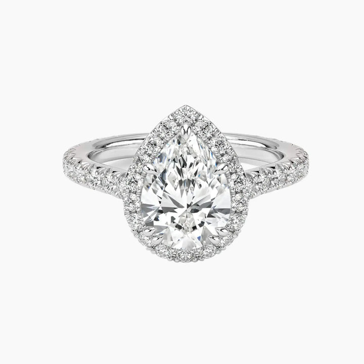 Ophelia Pear Hidden Halo 2.5 Carat Lab Grown Diamond Engagement Ring in 18K White Gold