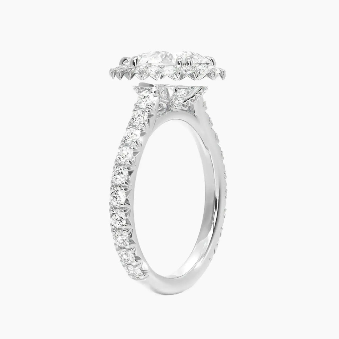 Ophelia Pear Hidden Halo 2 Carat Lab Grown Diamond Engagement Ring in 18K White Gold