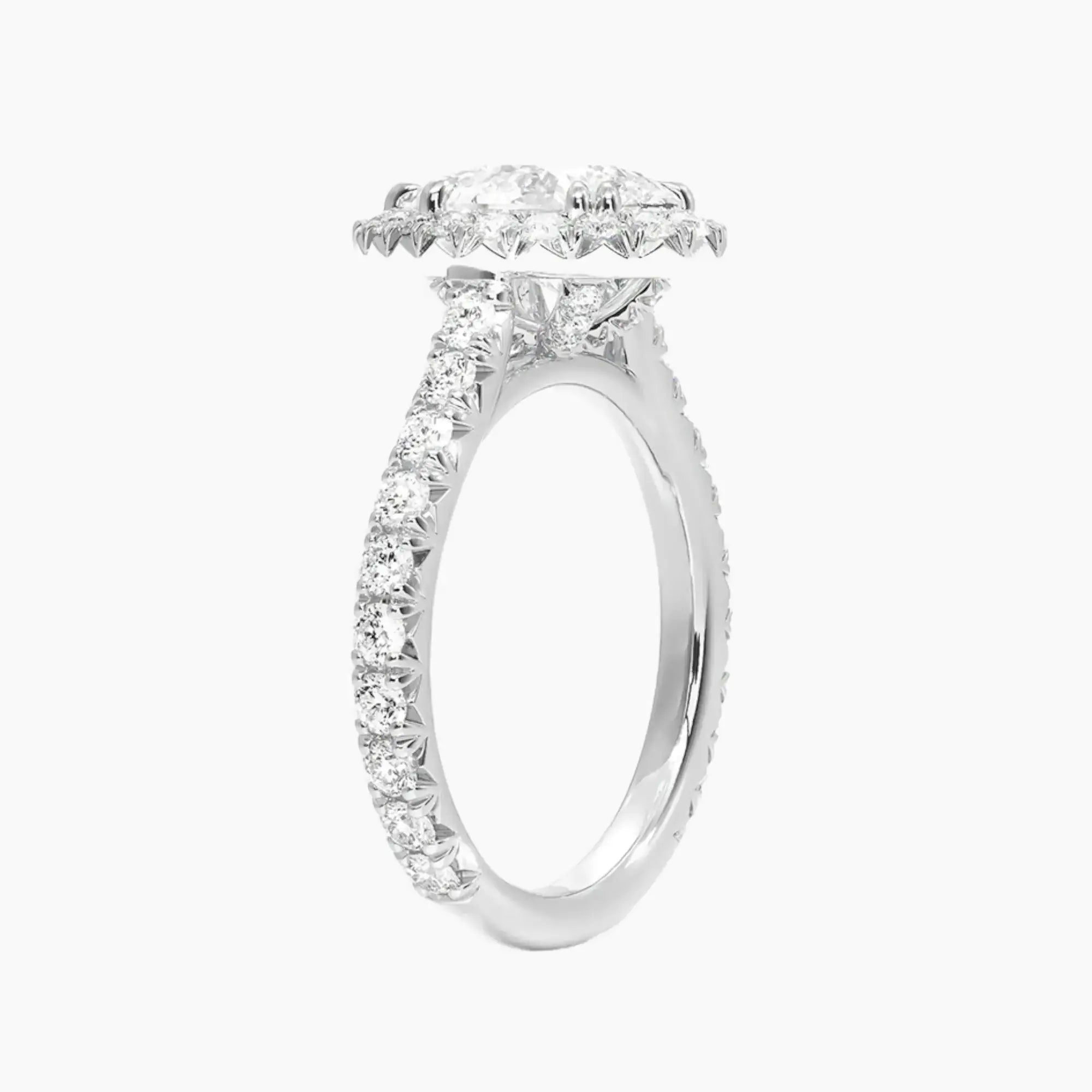Ophelia Pear Hidden Halo 1 Carat Lab Grown Diamond Engagement Ring in 18K White Gold