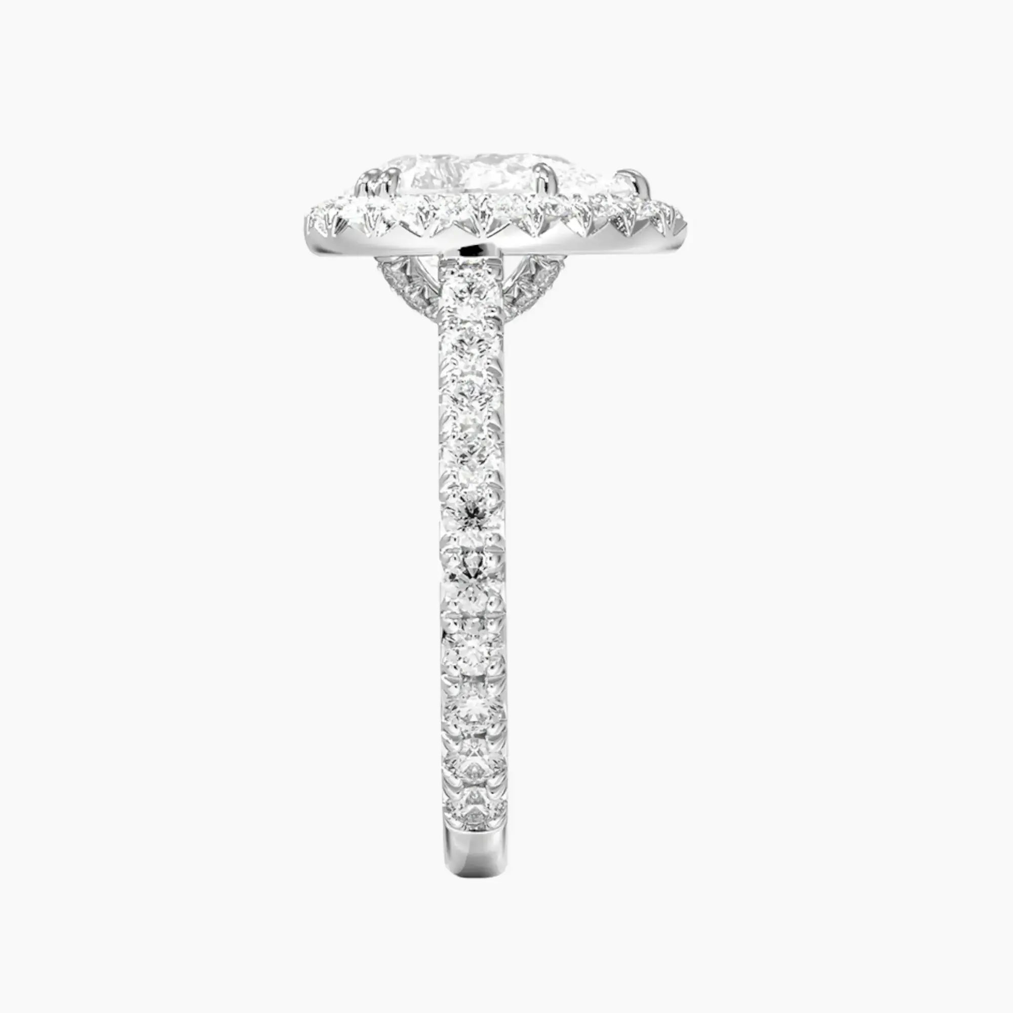 Ophelia Pear Hidden Halo 2.5 Carat Lab Grown Diamond Engagement Ring in 18K White Gold