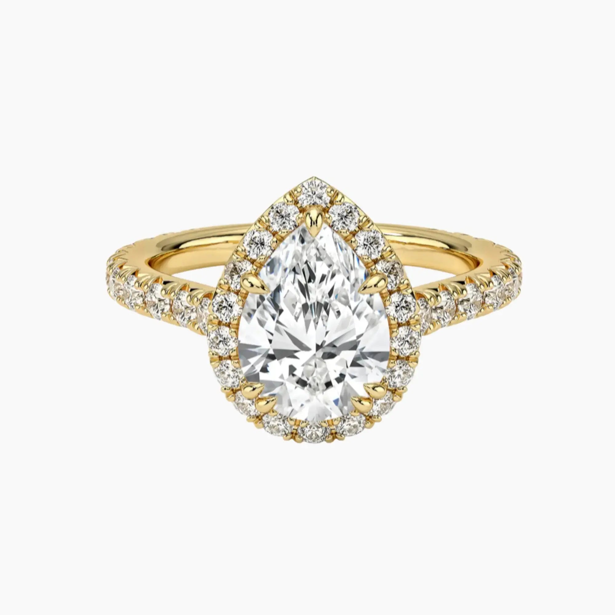 Ophelia Pear Hidden Halo 1.5 Carat Lab Grown Diamond Engagement Ring in 18K White Gold