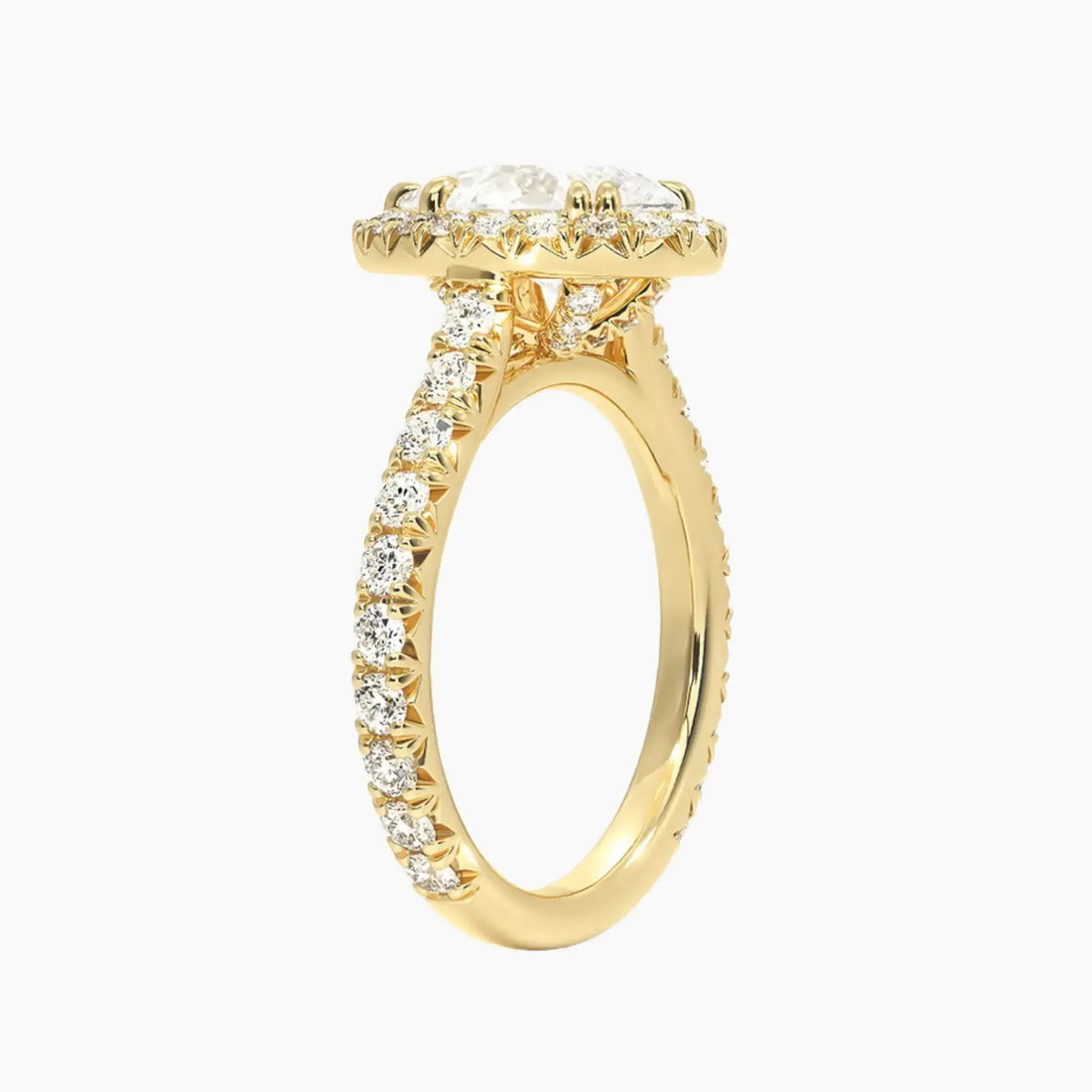 Ophelia Pear Hidden Halo Diamond Ring Setting in 18K Rose Gold