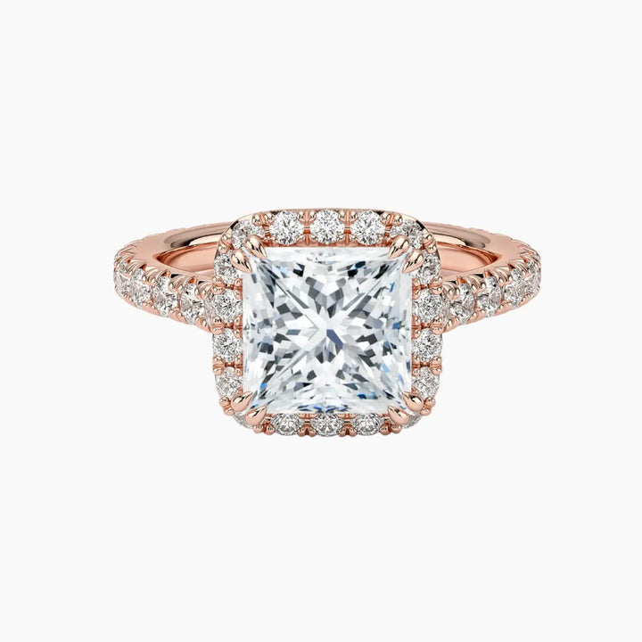 Ophelia Princess Hidden Halo 2 Carat Lab Grown Diamond Engagement Ring in 18K Rose Gold