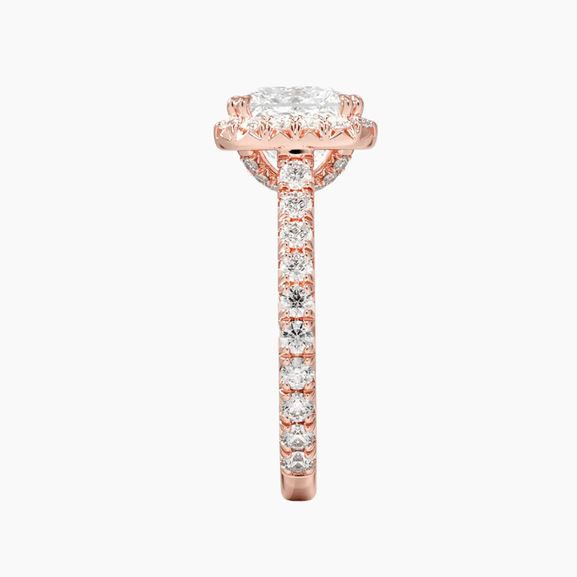 Ophelia Princess Hidden Halo 2.5 Carat Lab Grown Diamond Engagement Ring in 18K Rose Gold