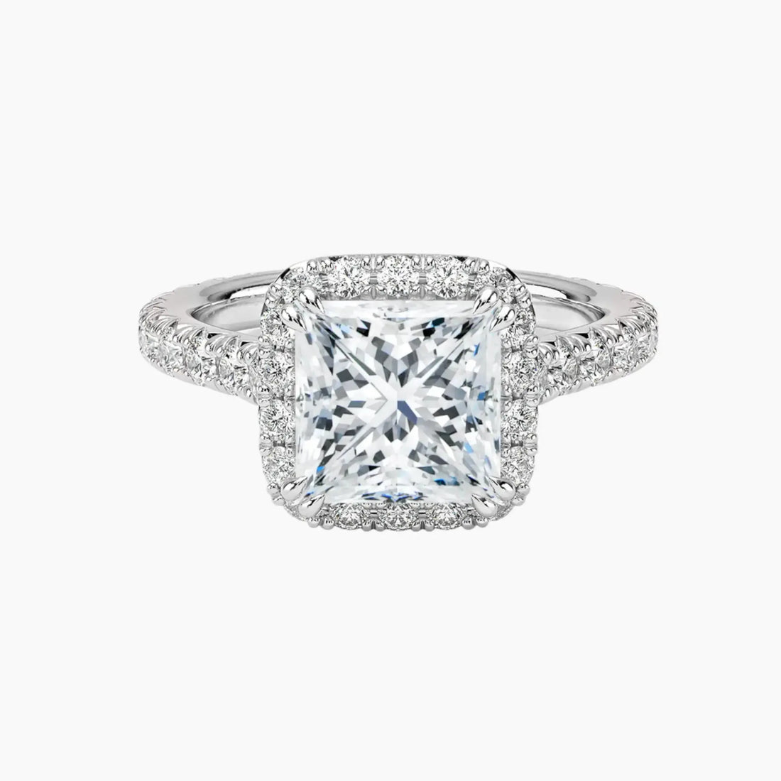 Ophelia Princess Hidden Halo 1 Carat Lab Grown Diamond Engagement Ring in 18K White Gold