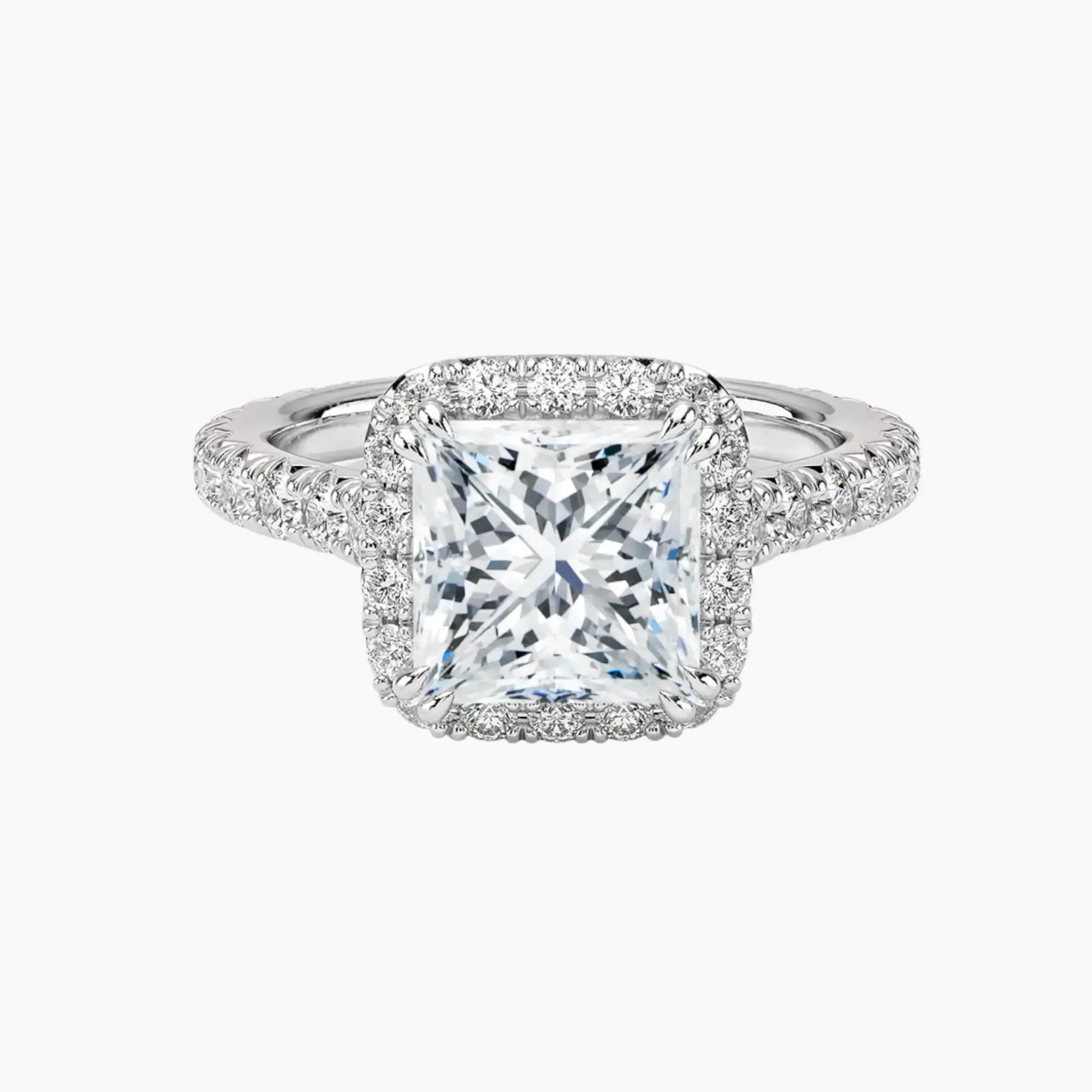Ophelia Princess Hidden Halo 2.5 Carat Lab Grown Diamond Engagement Ring in 18K White Gold