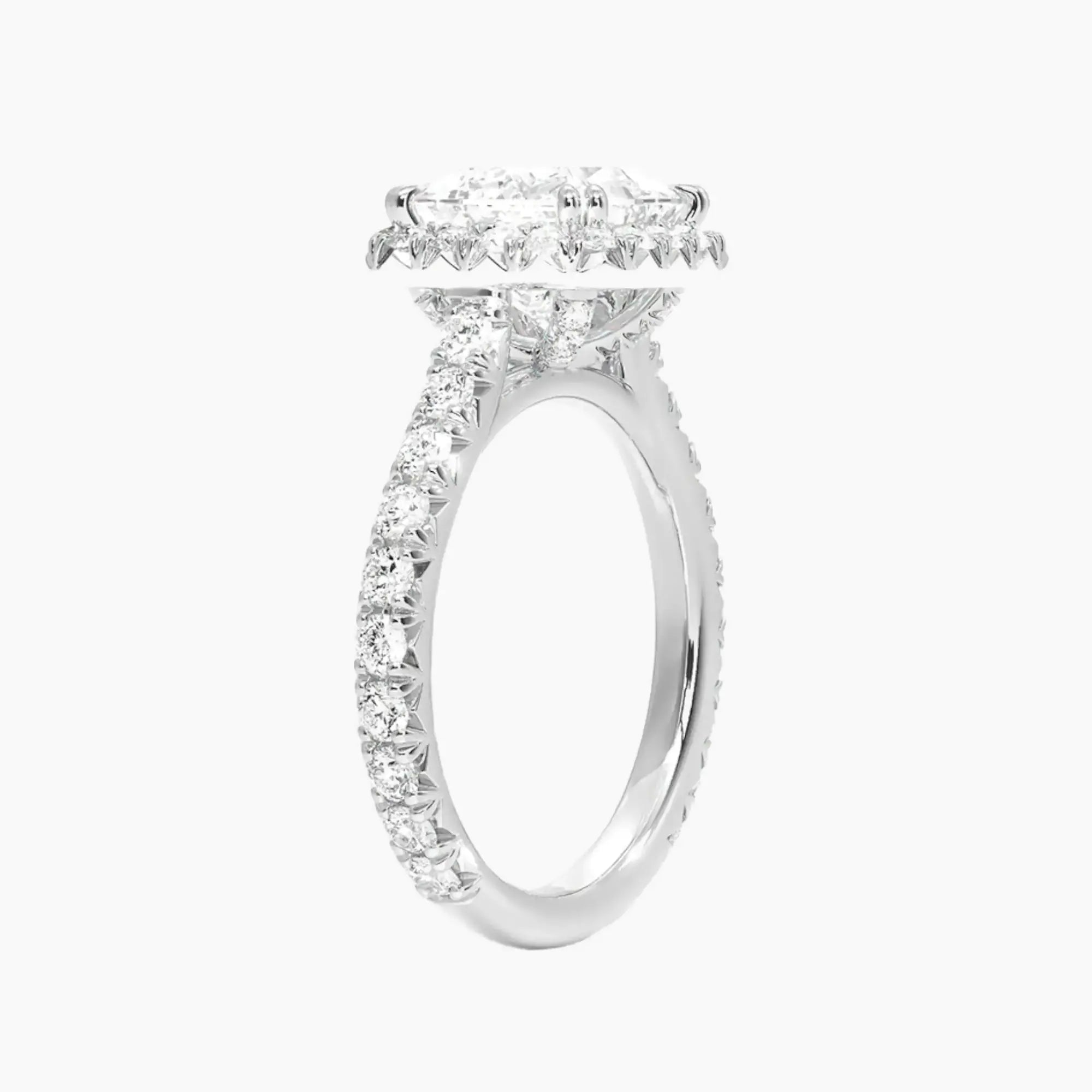 Ophelia Princess Hidden Halo Diamond Ring Setting in 18K White Gold