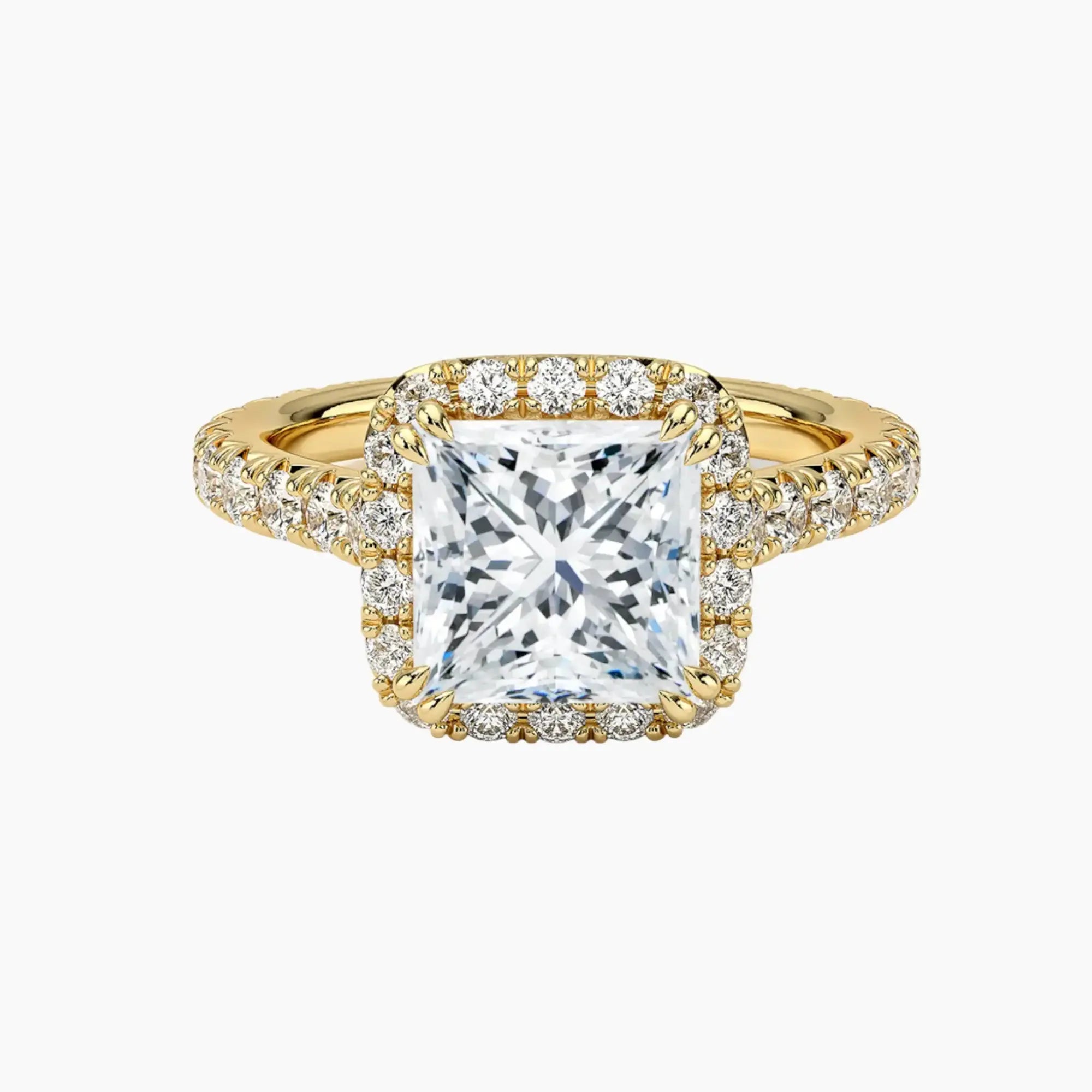 Ophelia Princess Hidden Halo Diamond Ring Setting in 18K Rose Gold