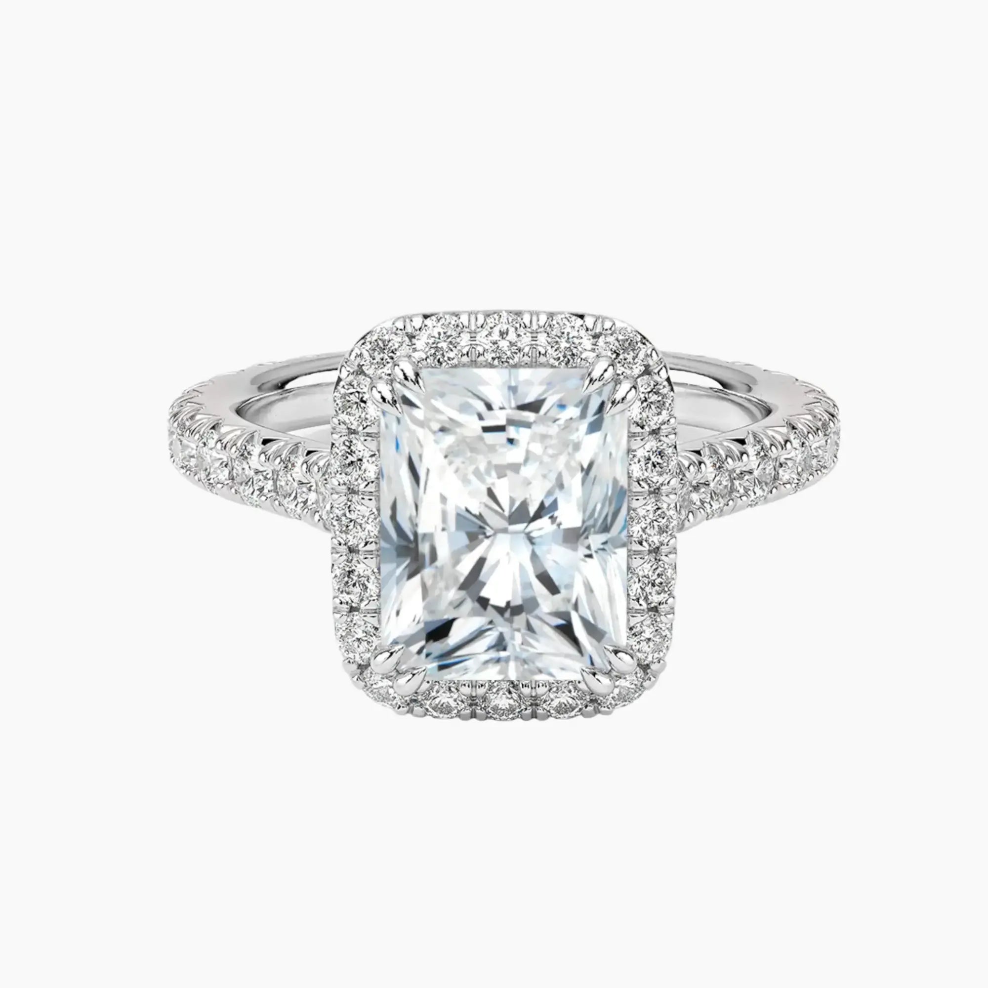 Ophelia Radiant Hidden Halo Diamond Ring Setting in 14K White Gold
