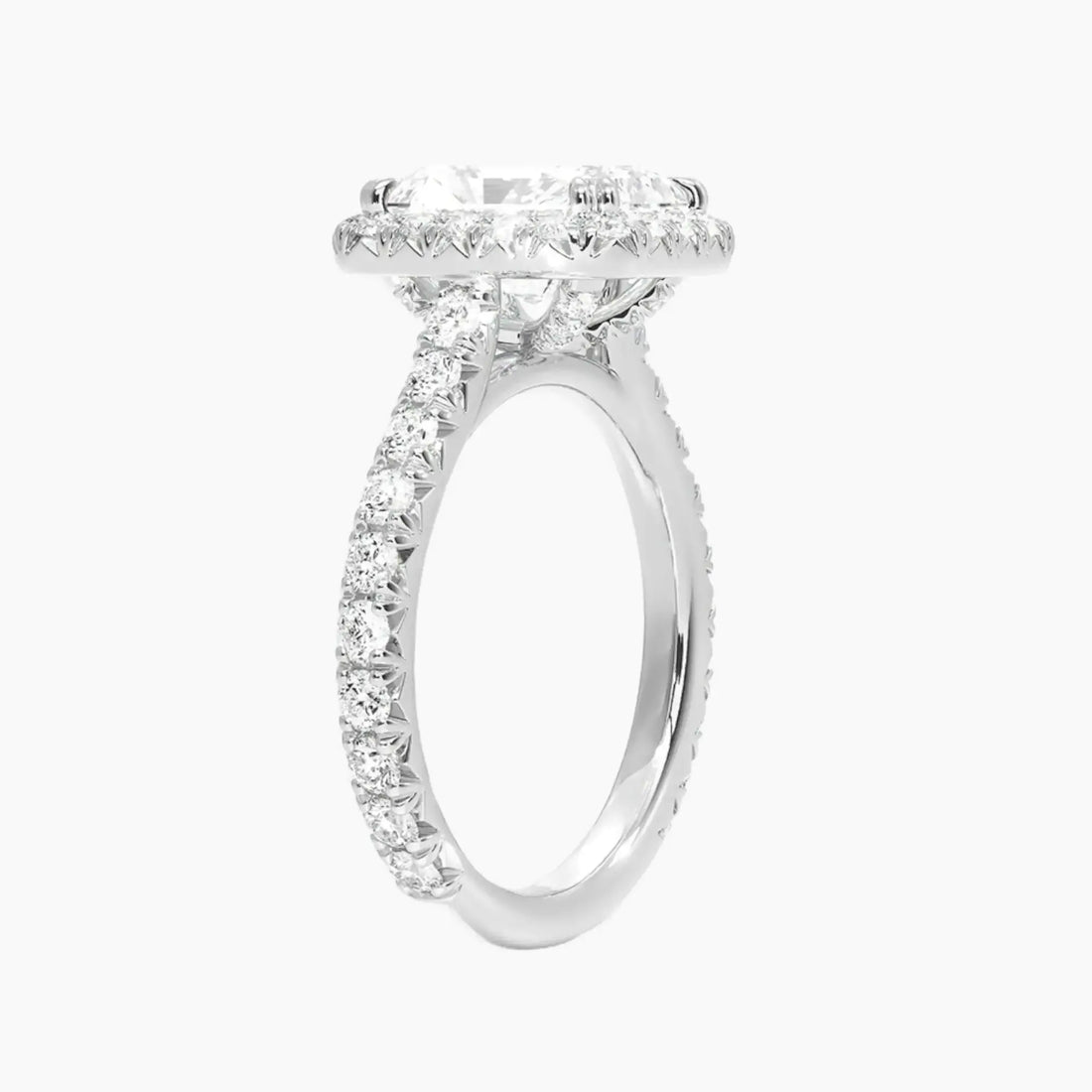 Ophelia Radiant Hidden Halo 1.5 Carat Lab Grown Diamond Engagement Ring in 14K White Gold