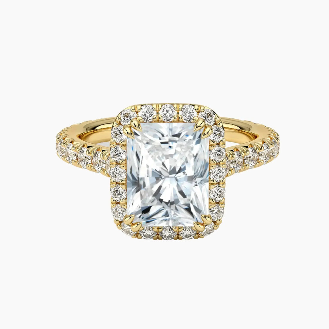 Ophelia Radiant Hidden Halo 2 Carat Lab Grown Diamond Engagement Ring in 14K Yellow Gold